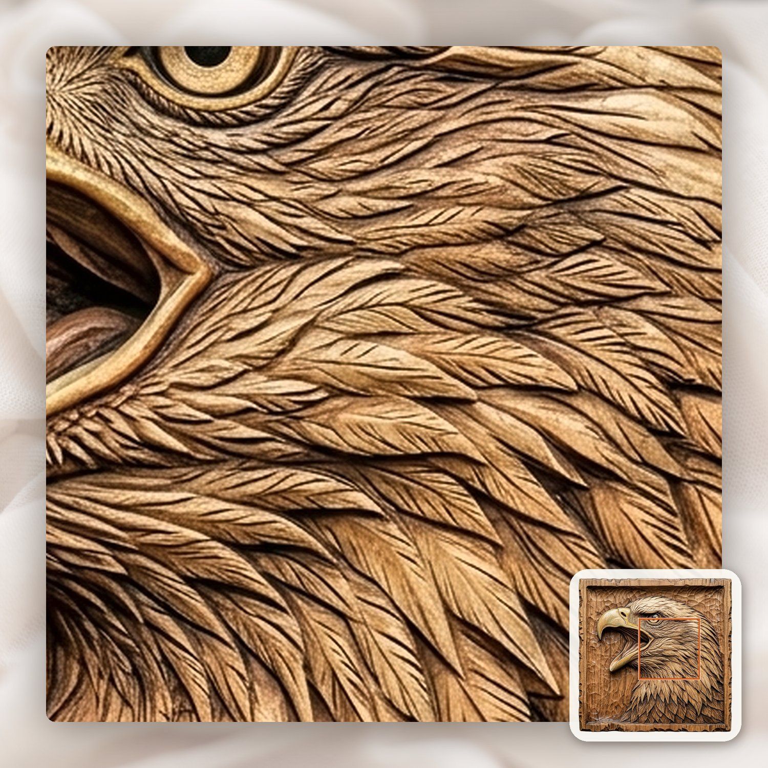 Screaming Bald Eagle Head Portrait CNC Relief STL bas-relief STL — view 10