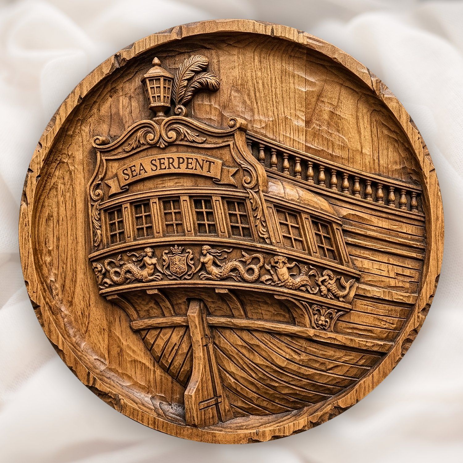 Sea Serpent Ornate Sailing Ship Stern CNC Relief STL bas-relief STL design
