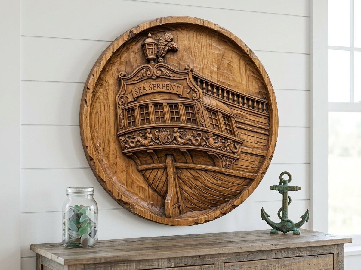 Sea Serpent Ornate Sailing Ship Stern CNC Relief STL bas-relief STL — view 13