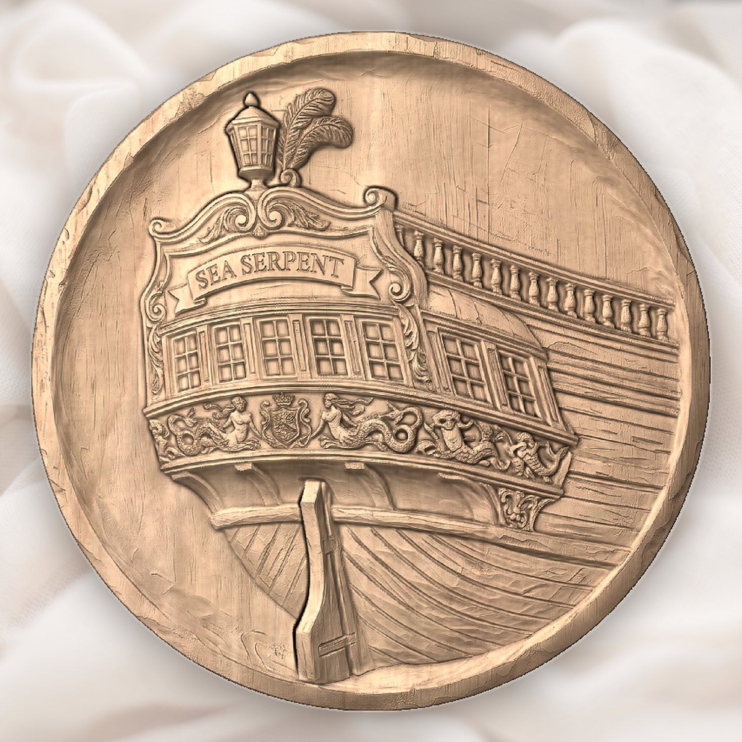 Sea Serpent Ornate Sailing Ship Stern CNC Relief STL bas-relief STL — view 4