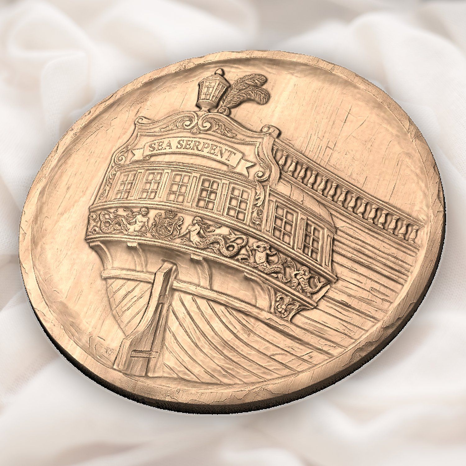 Sea Serpent Ornate Sailing Ship Stern CNC Relief STL bas-relief STL — view 5