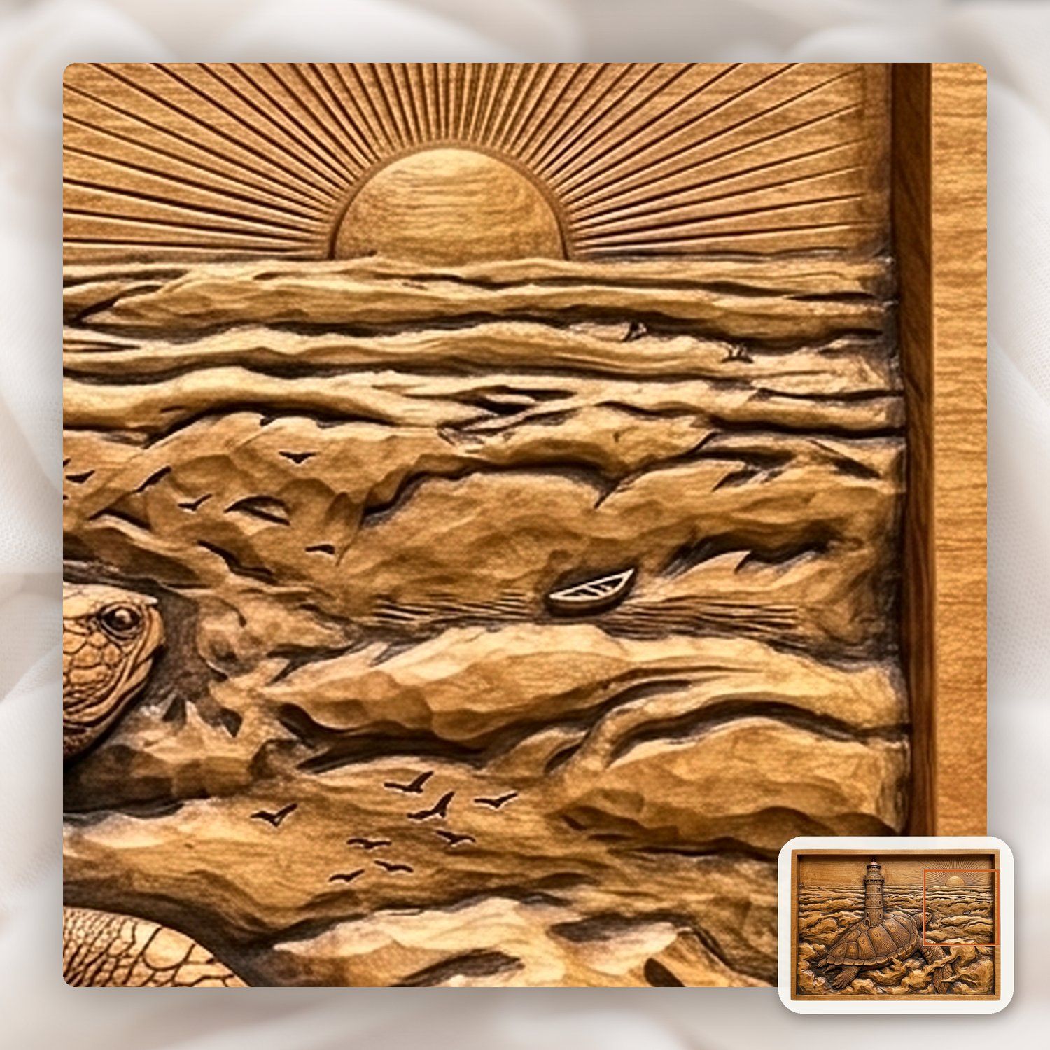 Sea Turtle Lighthouse Ocean Waves CNC Relief STL bas-relief STL — view 12
