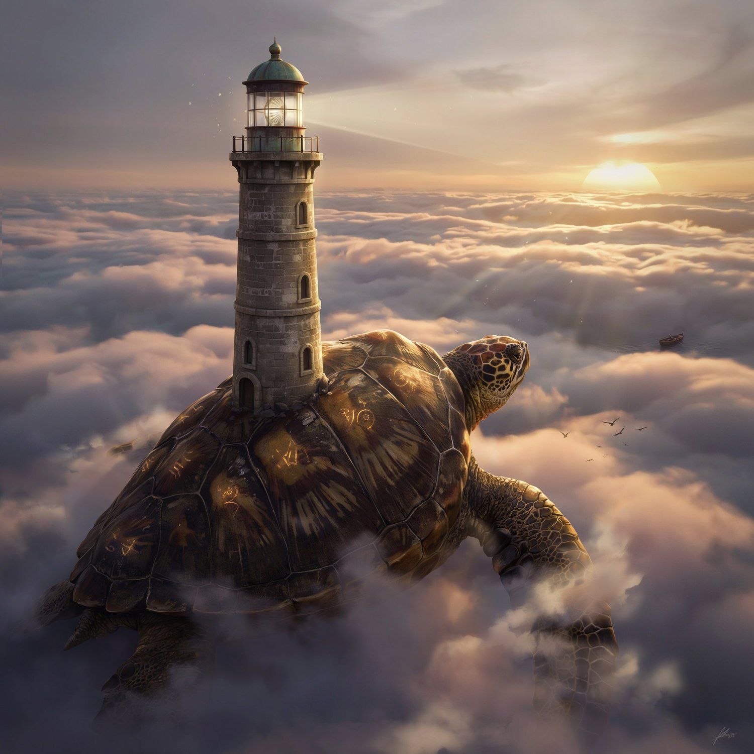 Sea Turtle Lighthouse Ocean Waves CNC Relief STL bas-relief STL — view 13