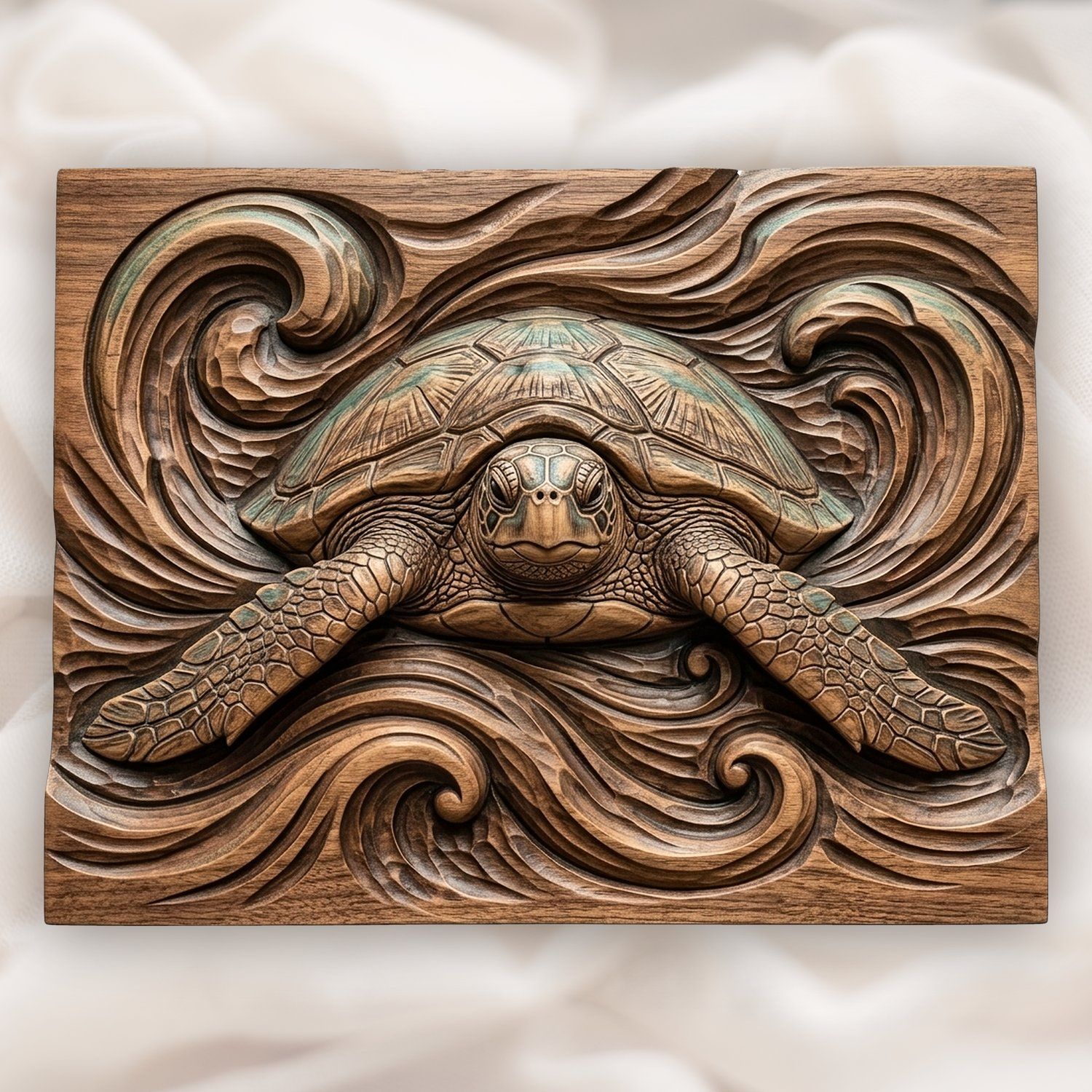 Sea Turtle Ocean Wave CNC Relief STL bas-relief STL design