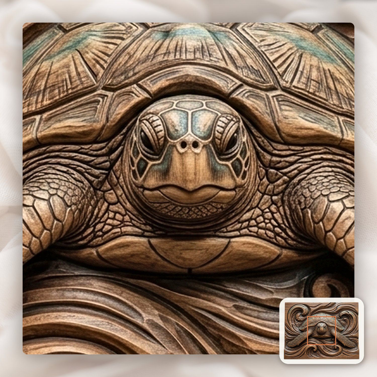 Sea Turtle Ocean Wave CNC Relief STL bas-relief STL — view 11