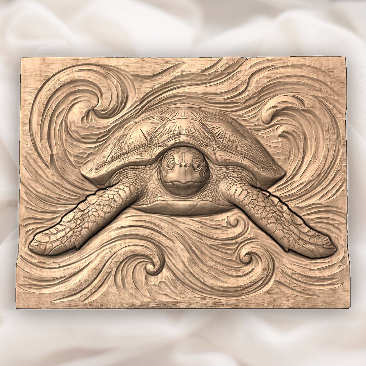 Sea Turtle Ocean Wave CNC Relief STL bas-relief STL — view 3