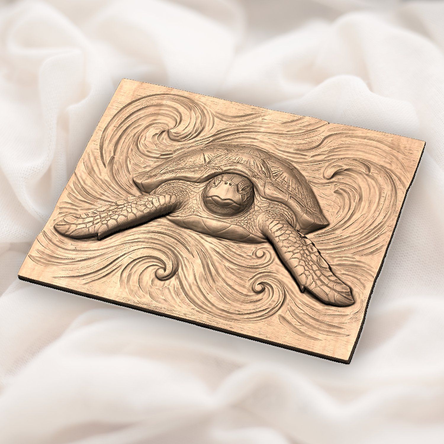 Sea Turtle Ocean Wave CNC Relief STL bas-relief STL — view 5