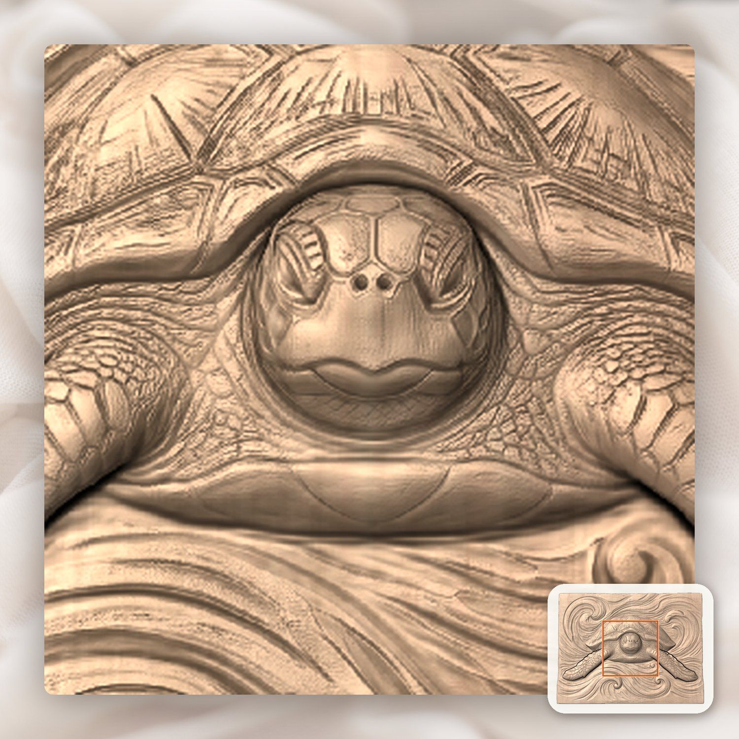 Sea Turtle Ocean Wave CNC Relief STL bas-relief STL — view 7
