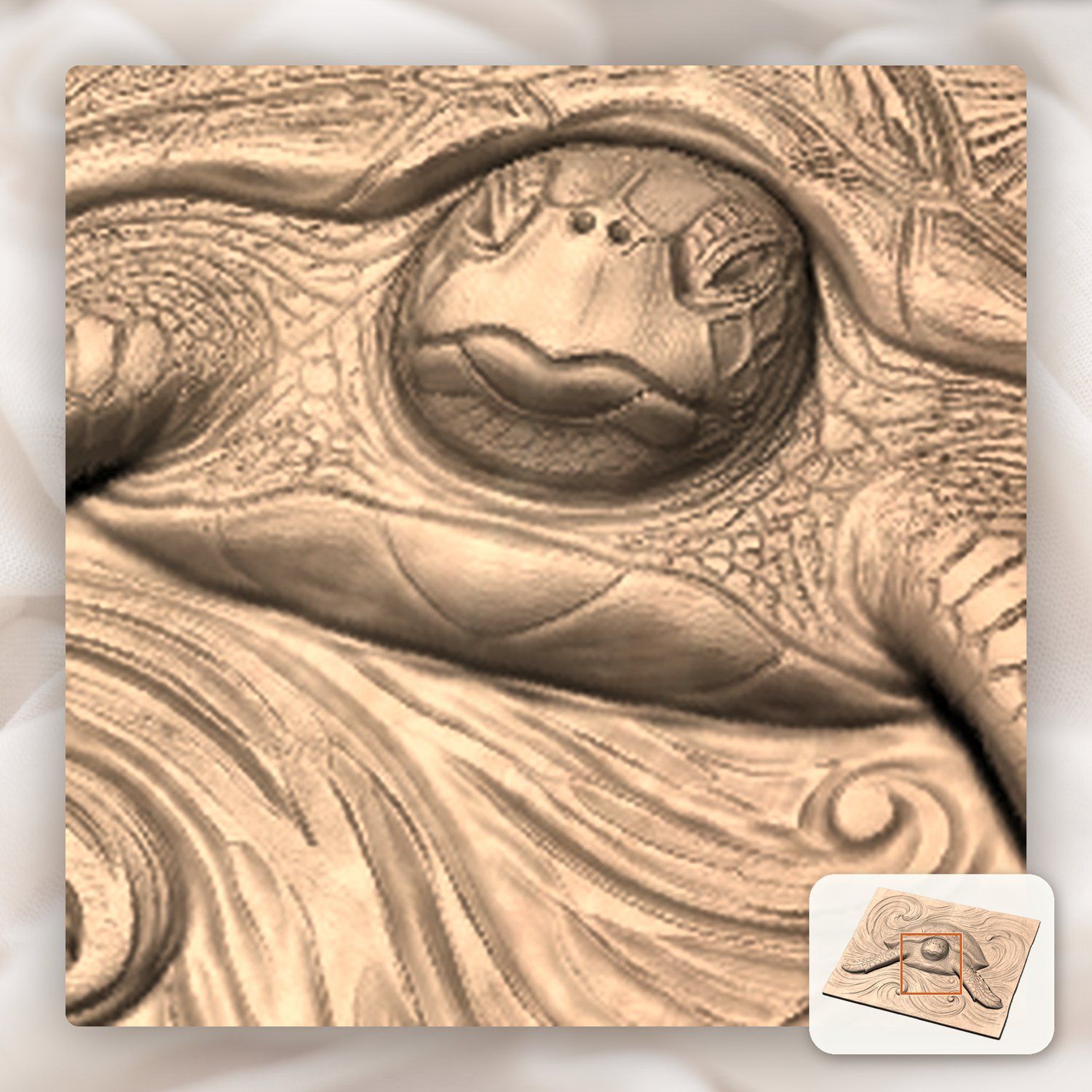 Sea Turtle Ocean Wave CNC Relief STL bas-relief STL — view 9