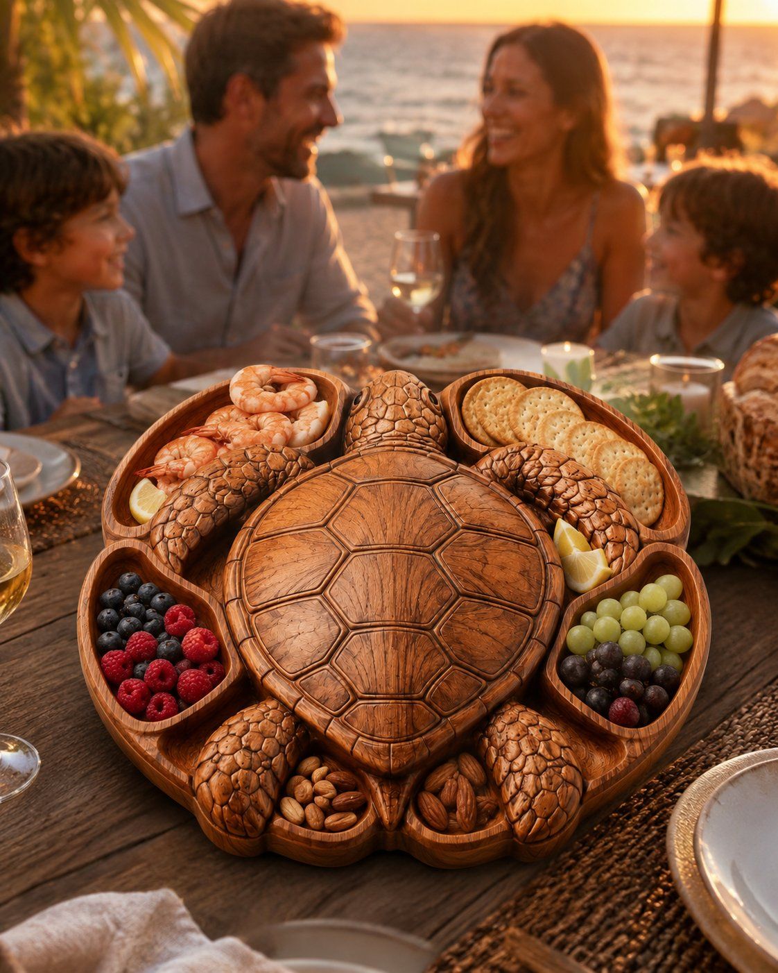 Sea Turtle Serving Platter Wood Carving bas-relief STL — view 8