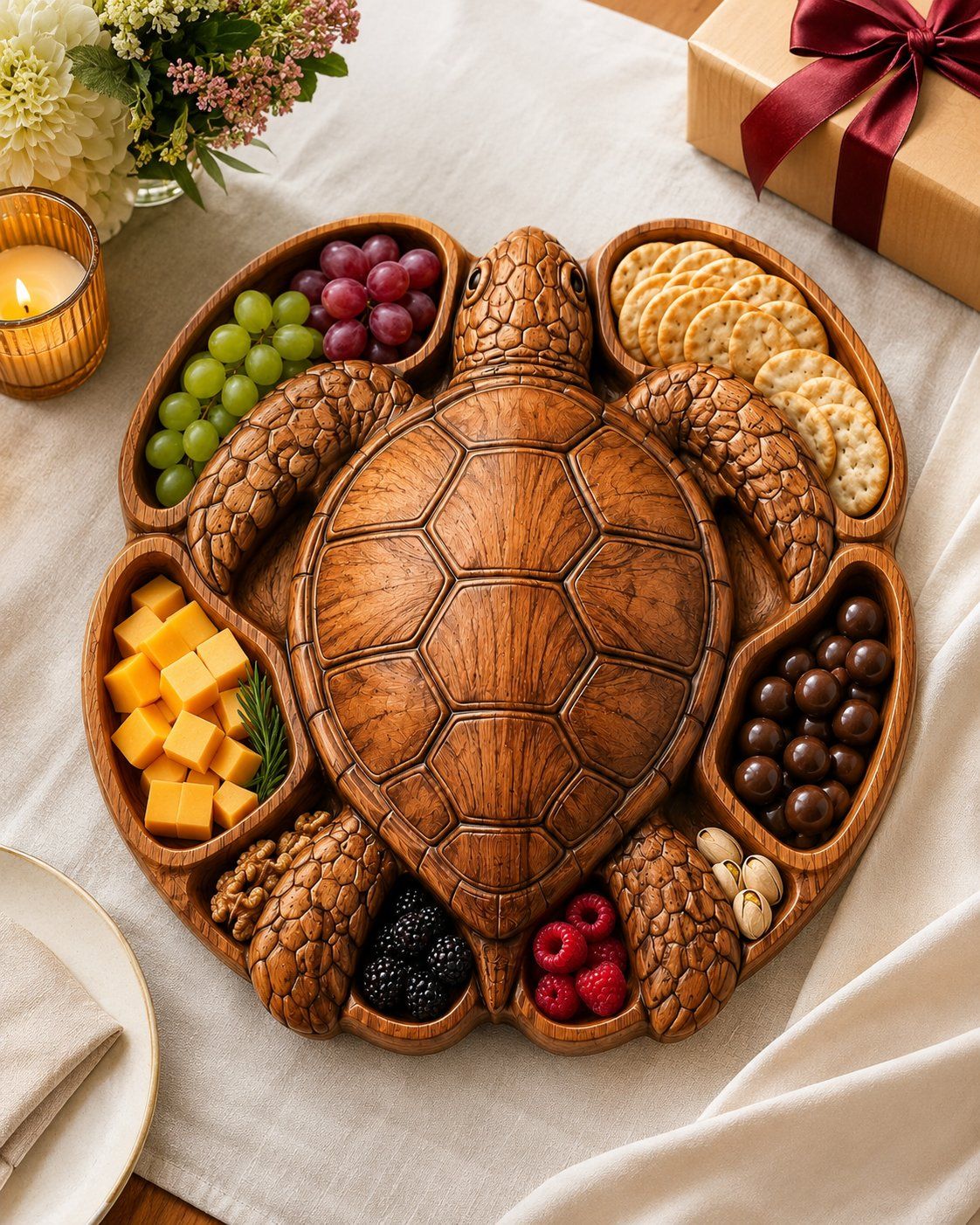 Sea Turtle Serving Platter Wood Carving bas-relief STL — view 9