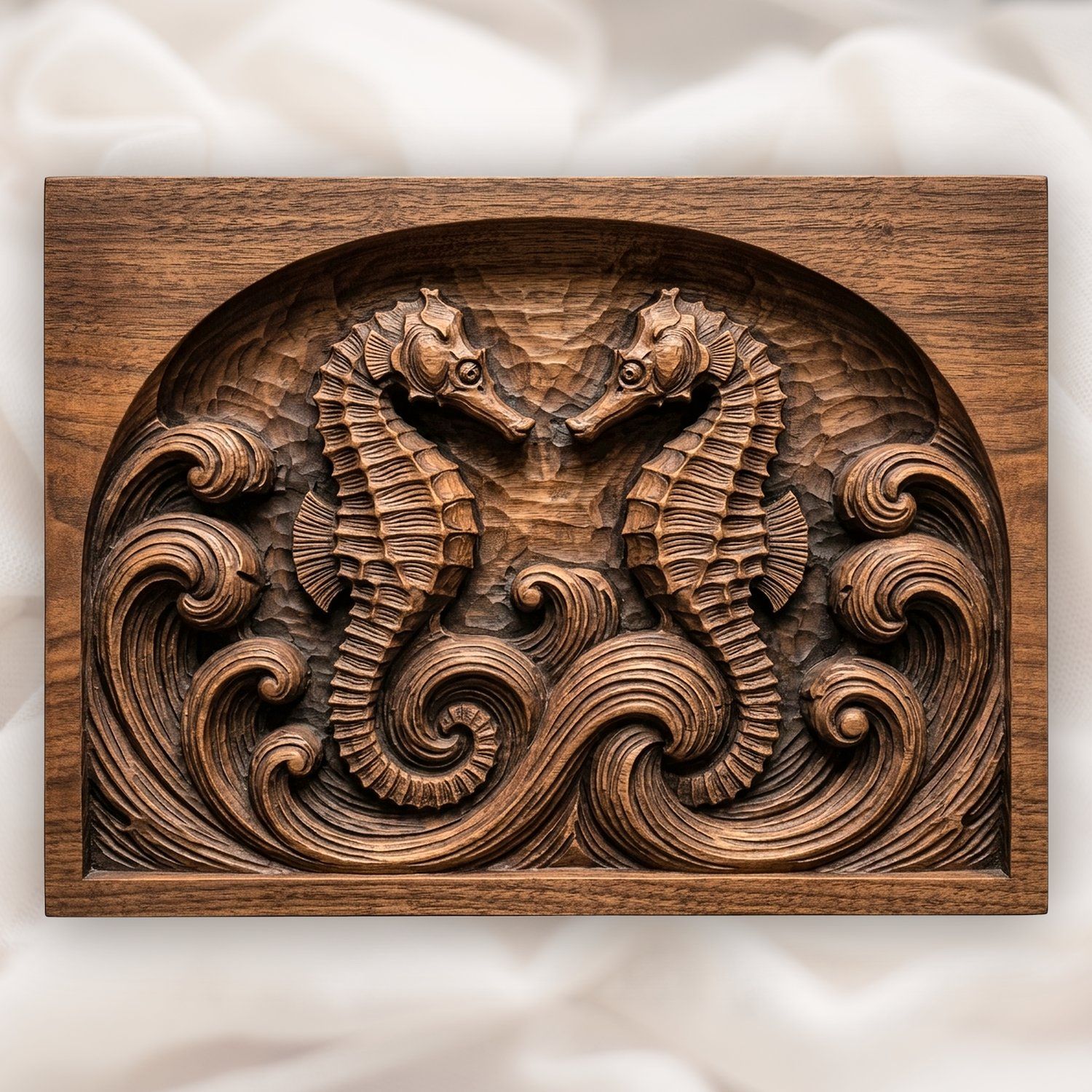 Seahorse Waves Mirror CNC Relief STL bas-relief STL design