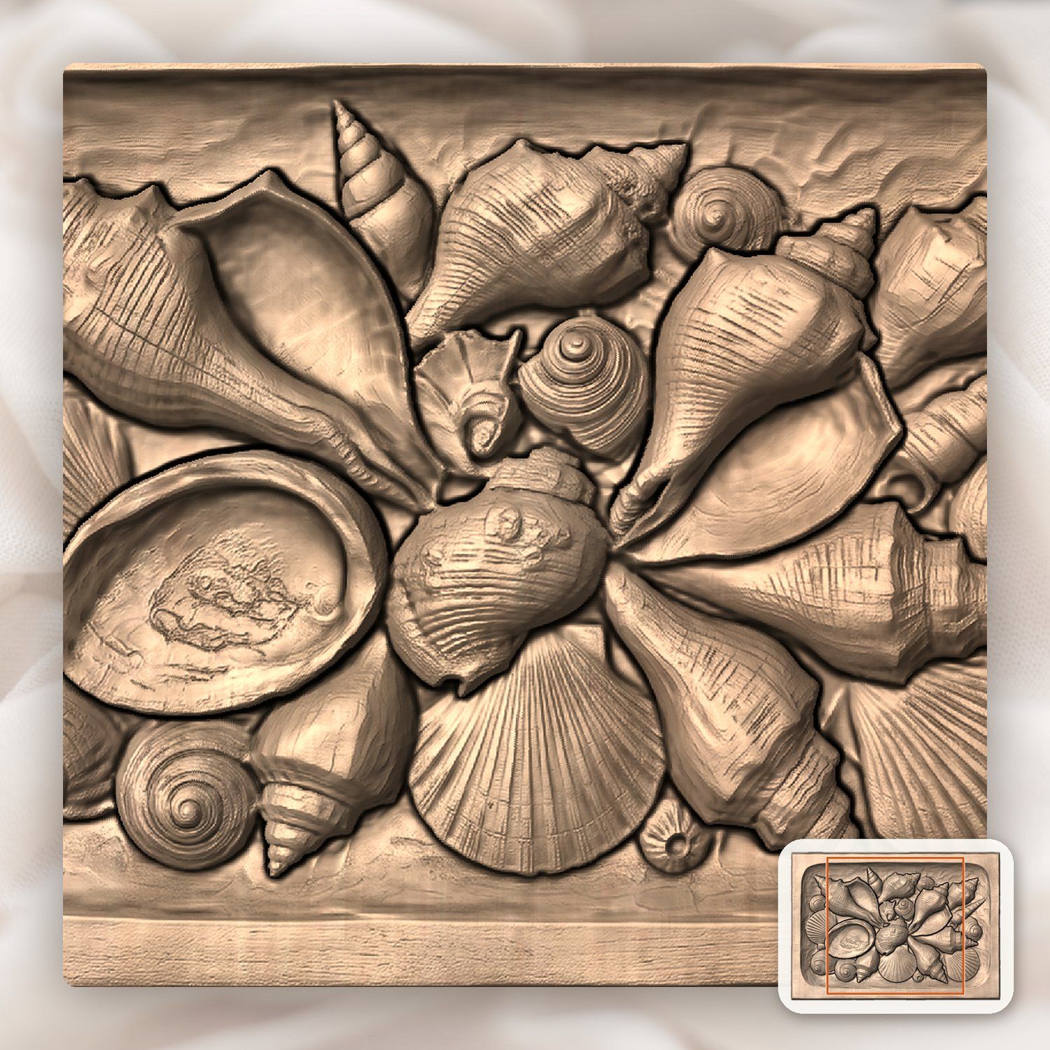 Seashell Collection Coastal Decor CNC Relief STL bas-relief STL — view 7