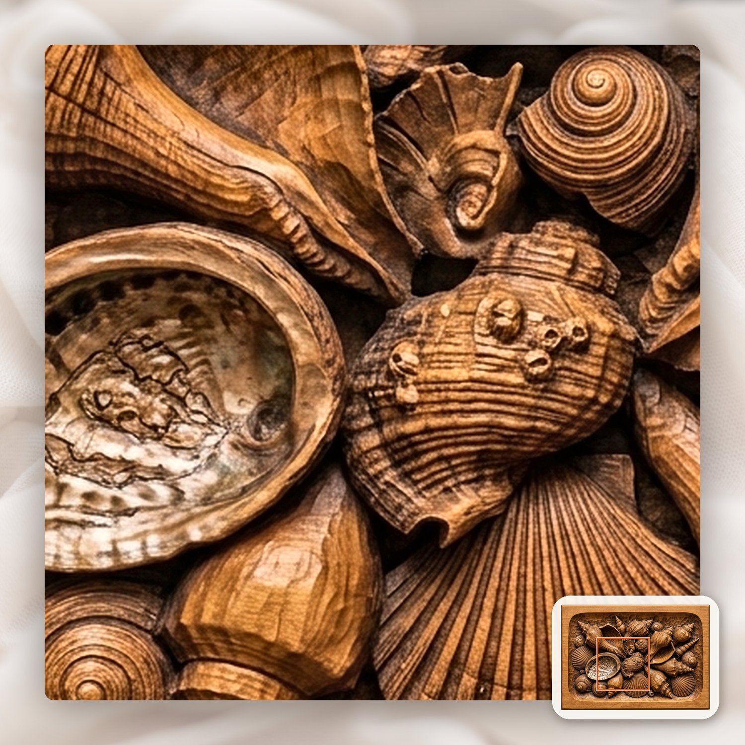 Seashell Collection Coastal Decor CNC Relief STL bas-relief STL — view 11