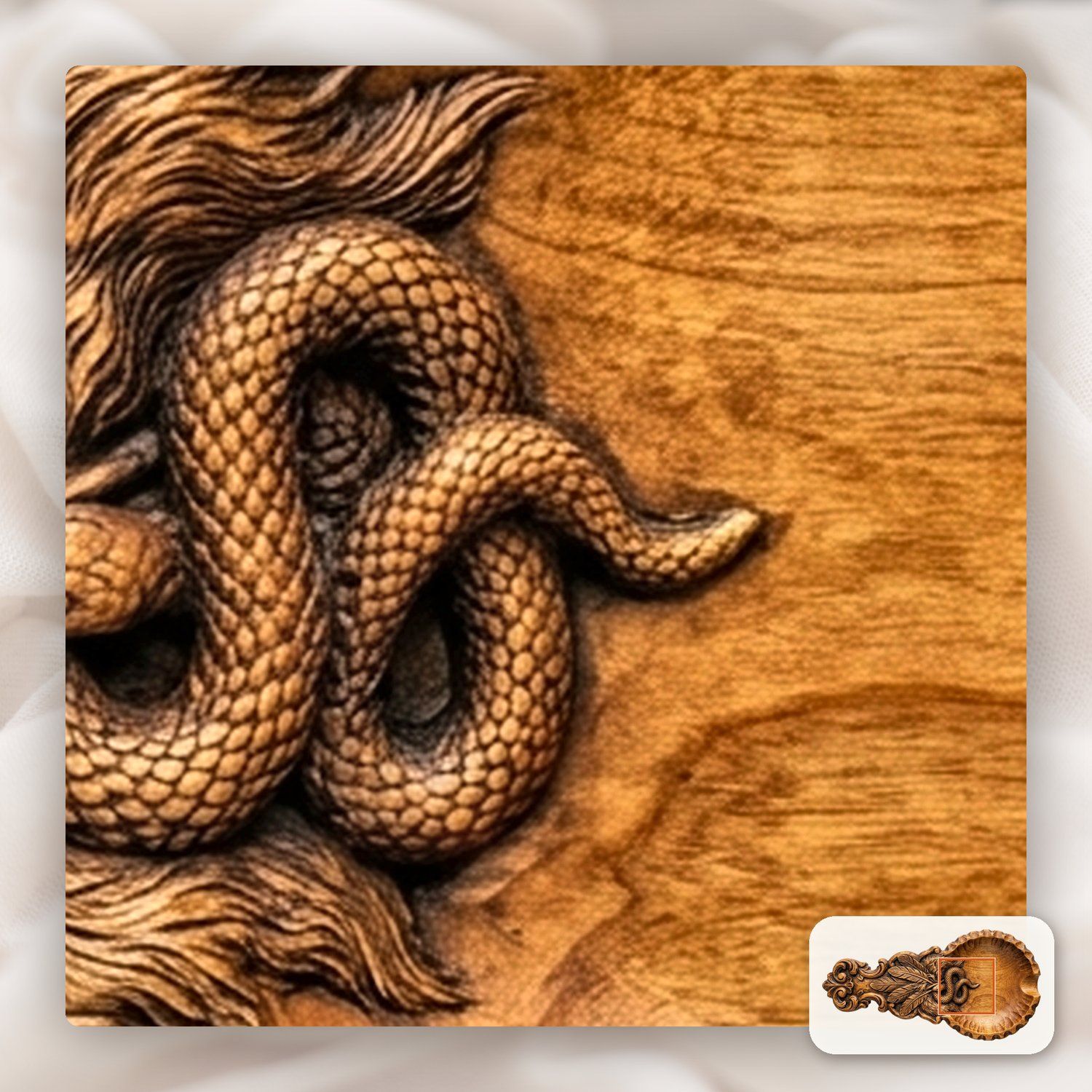 Serpent and Quills  valet tray  CNC Relief STL bas-relief STL — view 13