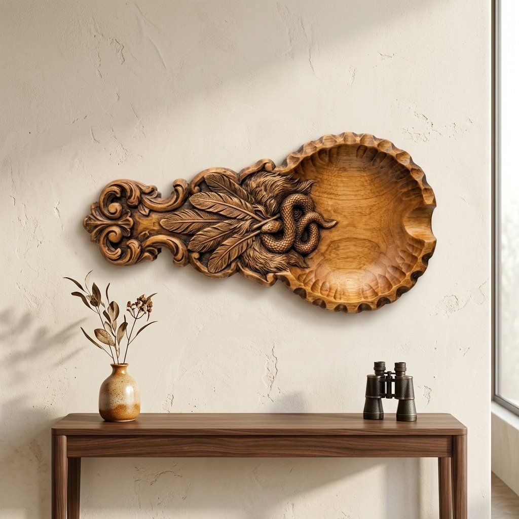 Serpent and Quills  valet tray  CNC Relief STL bas-relief STL — view 14