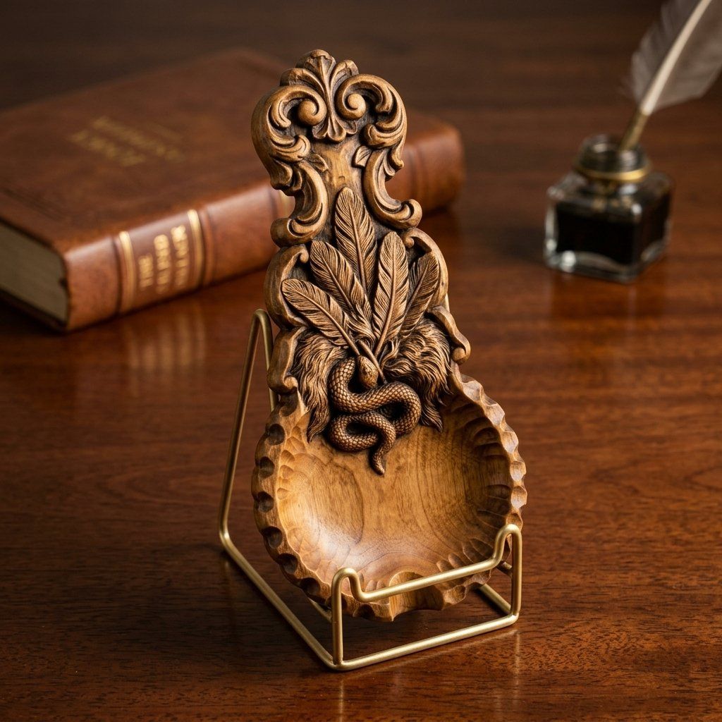 Serpent and Quills  valet tray  CNC Relief STL bas-relief STL — view 15