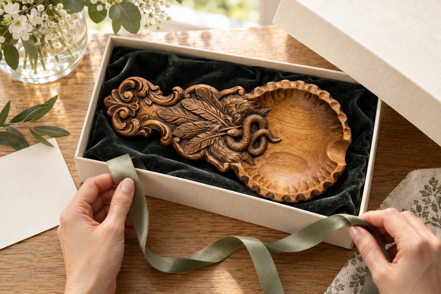 Serpent and Quills  valet tray  CNC Relief STL bas-relief STL — view 17