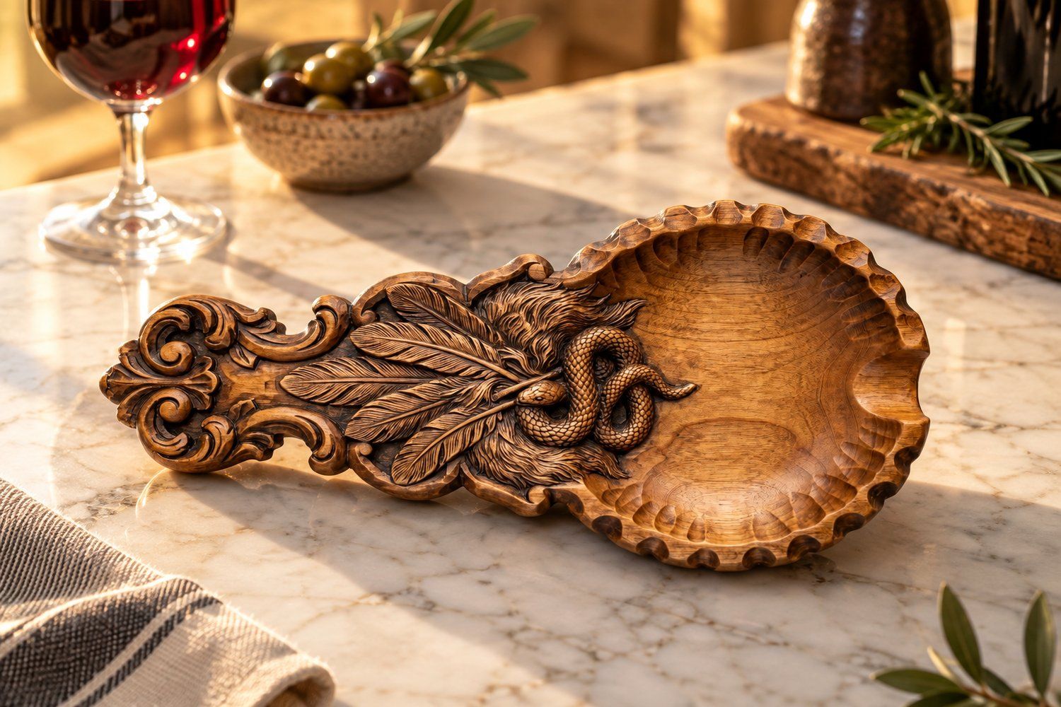Serpent and Quills  valet tray  CNC Relief STL bas-relief STL — view 18