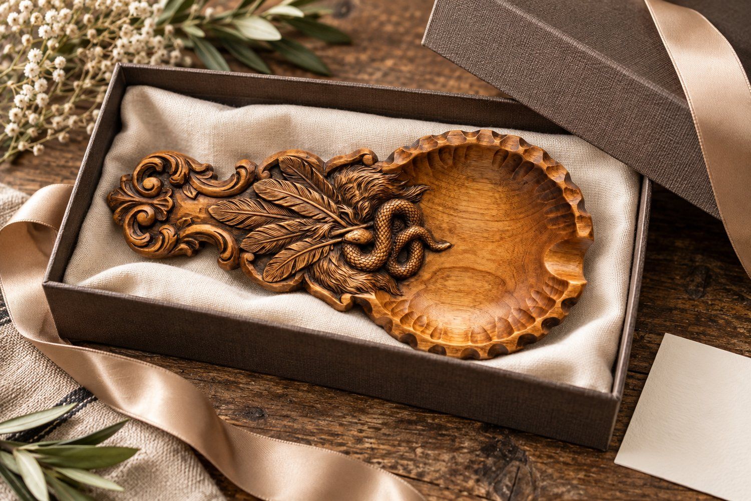 Serpent and Quills  valet tray  CNC Relief STL bas-relief STL — view 19