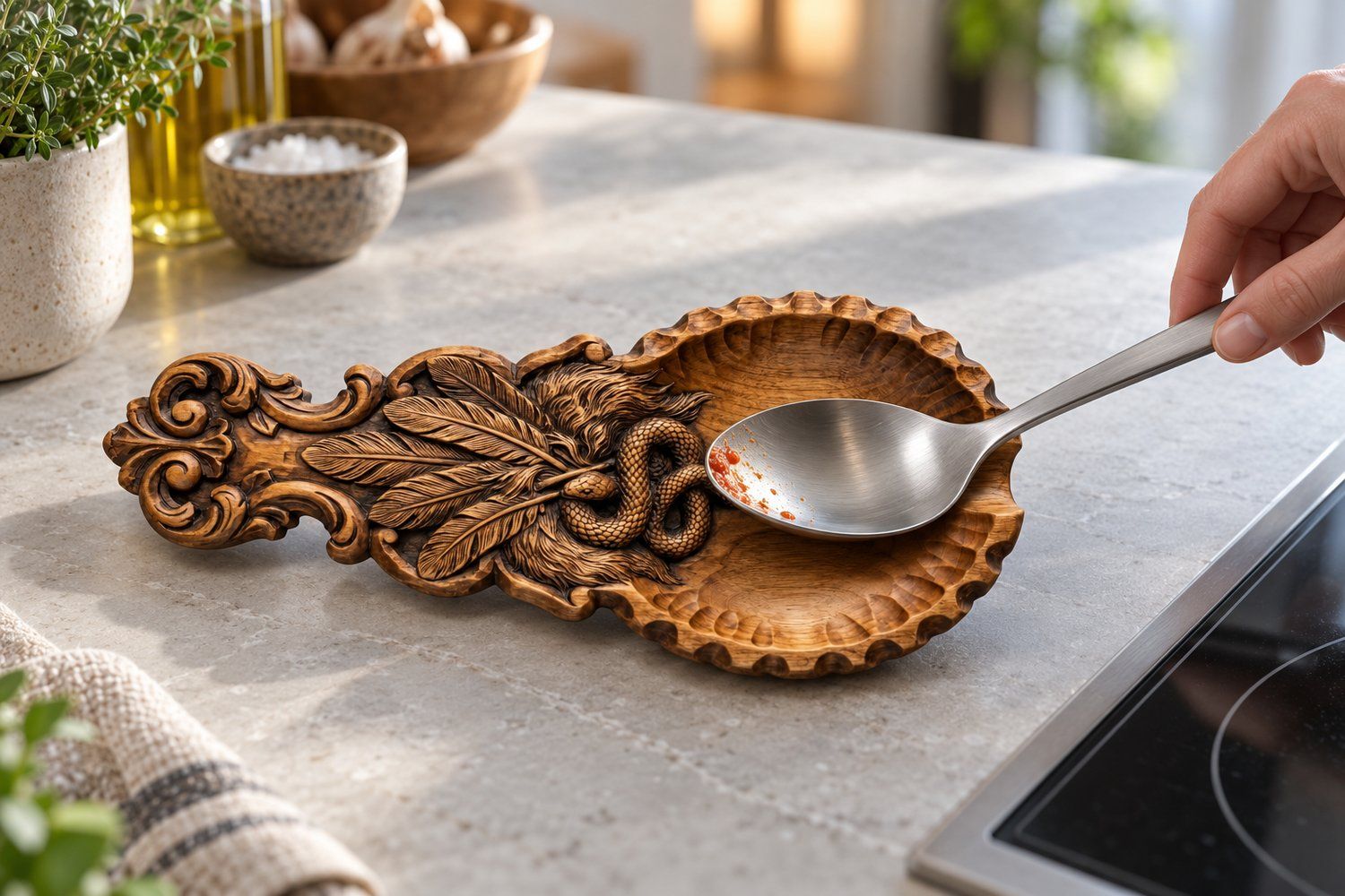 Serpent and Quills  valet tray  CNC Relief STL bas-relief STL design