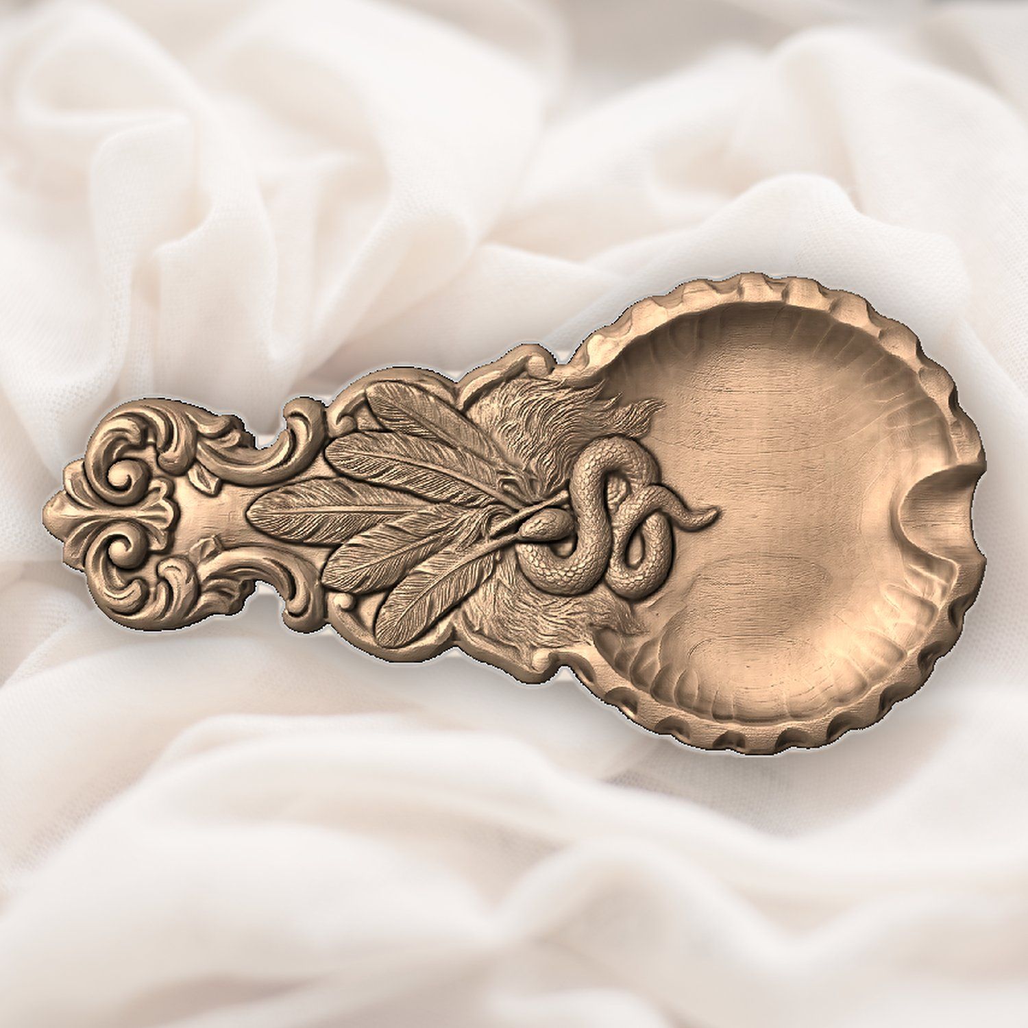 Serpent and Quills  valet tray  CNC Relief STL bas-relief STL — view 5
