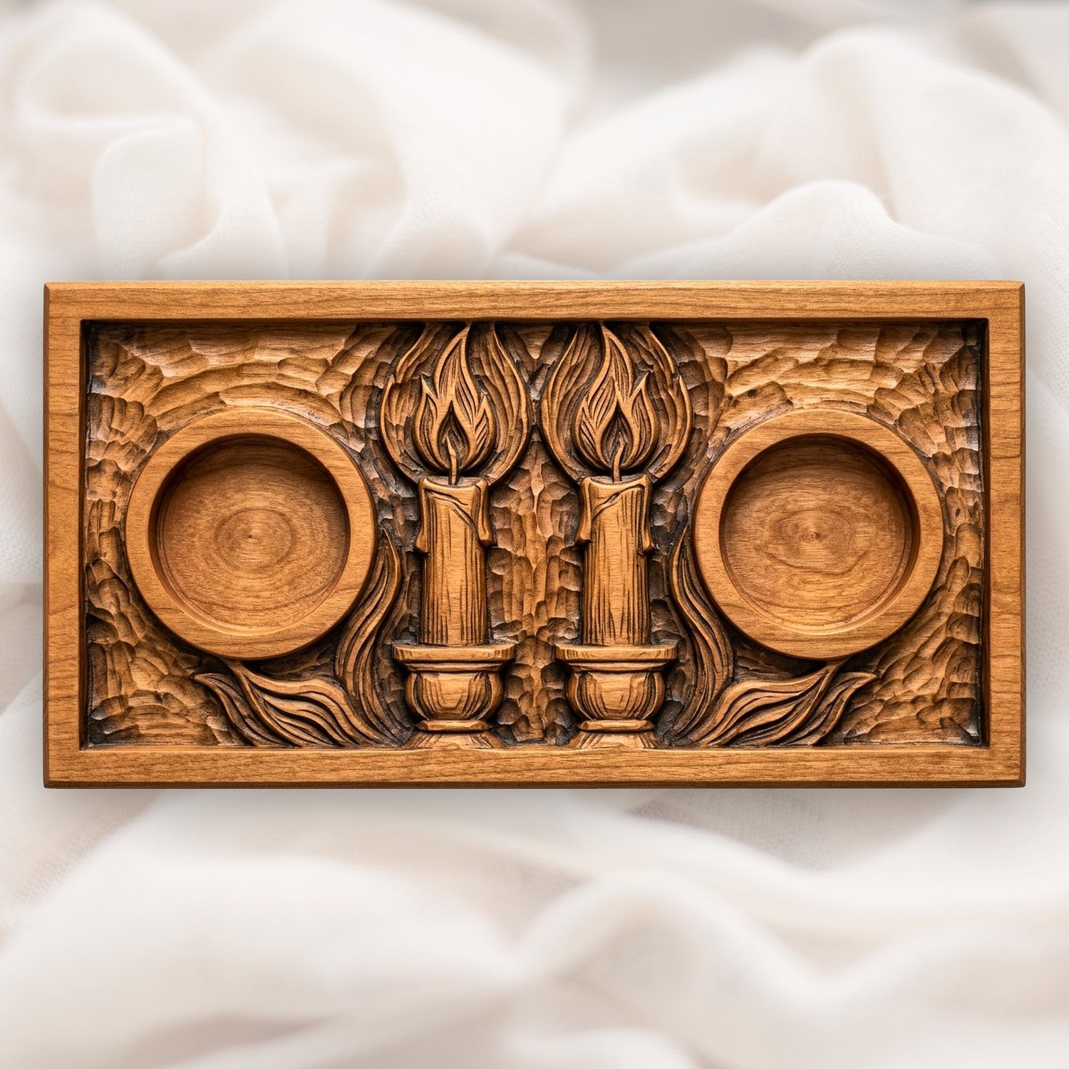 Shabbat Candlesticks Candle Tray CNC Relief STL bas-relief STL — view 13