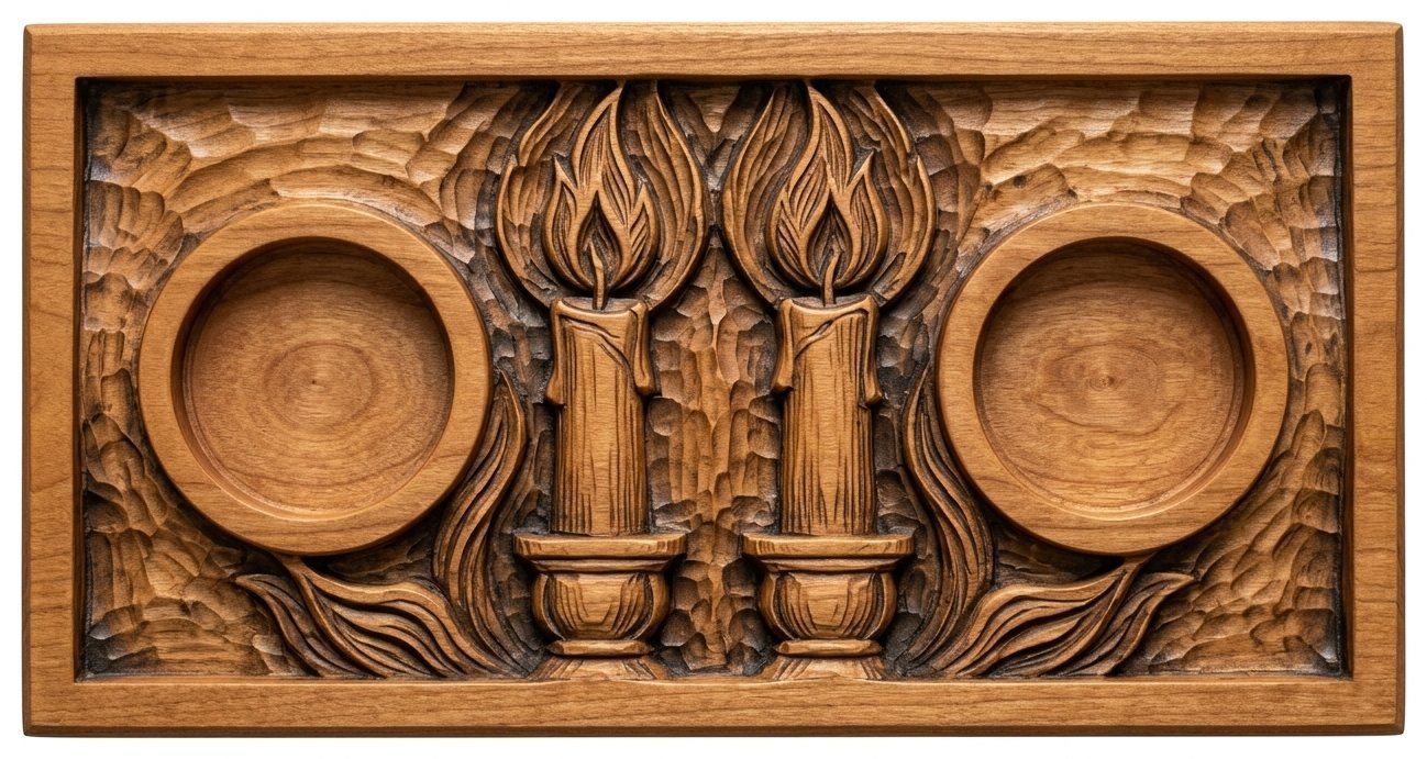 Shabbat Candlesticks Candle Tray CNC Relief STL bas-relief STL — view 12