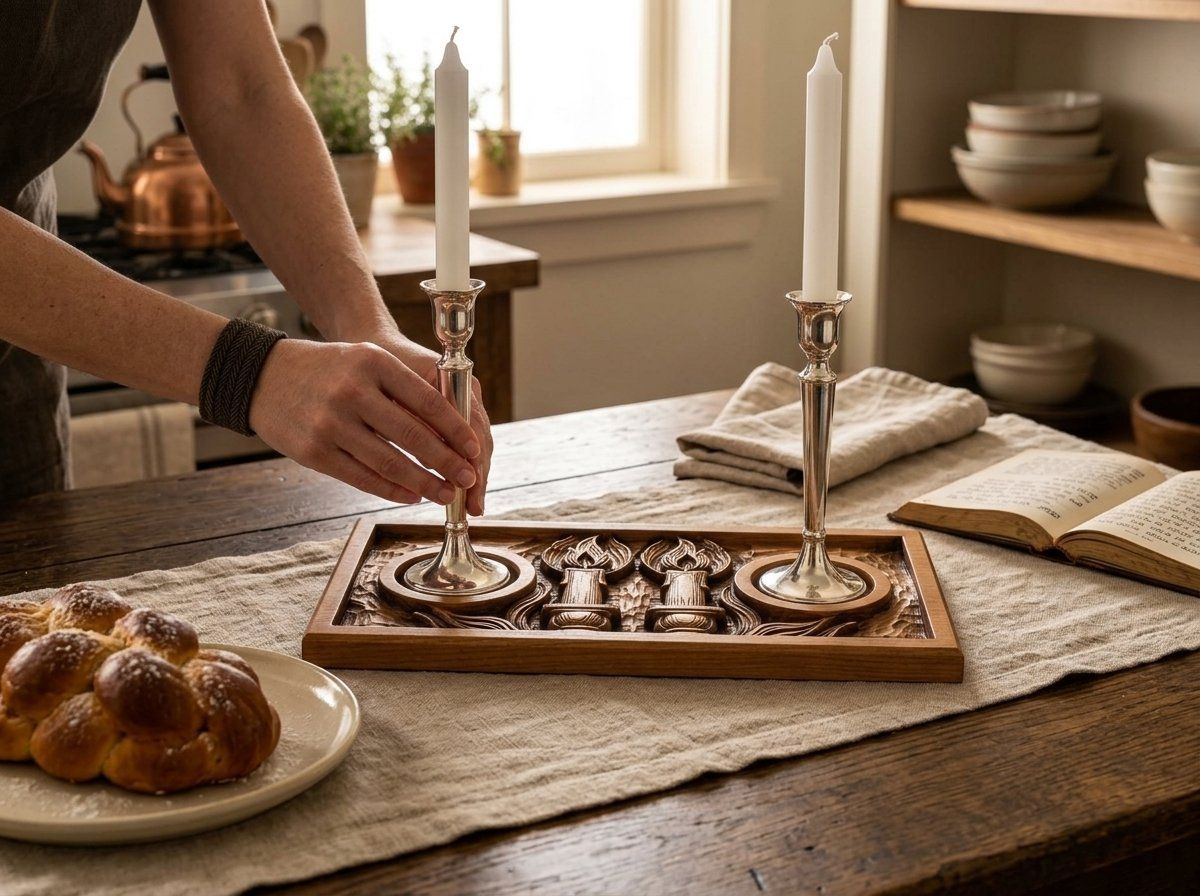 Shabbat Candlesticks Candle Tray CNC Relief STL bas-relief STL design