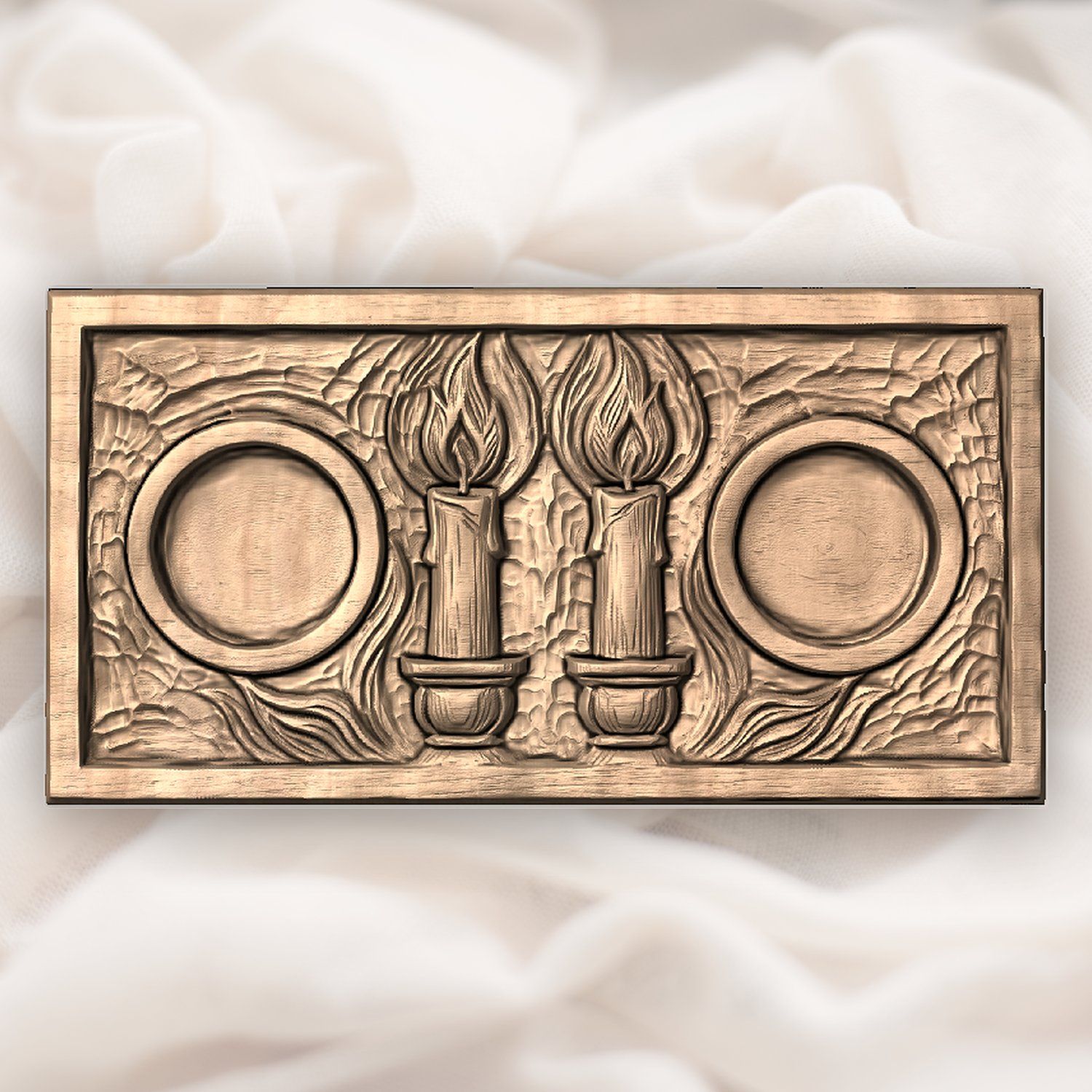 Shabbat Candlesticks Candle Tray CNC Relief STL bas-relief STL — view 4