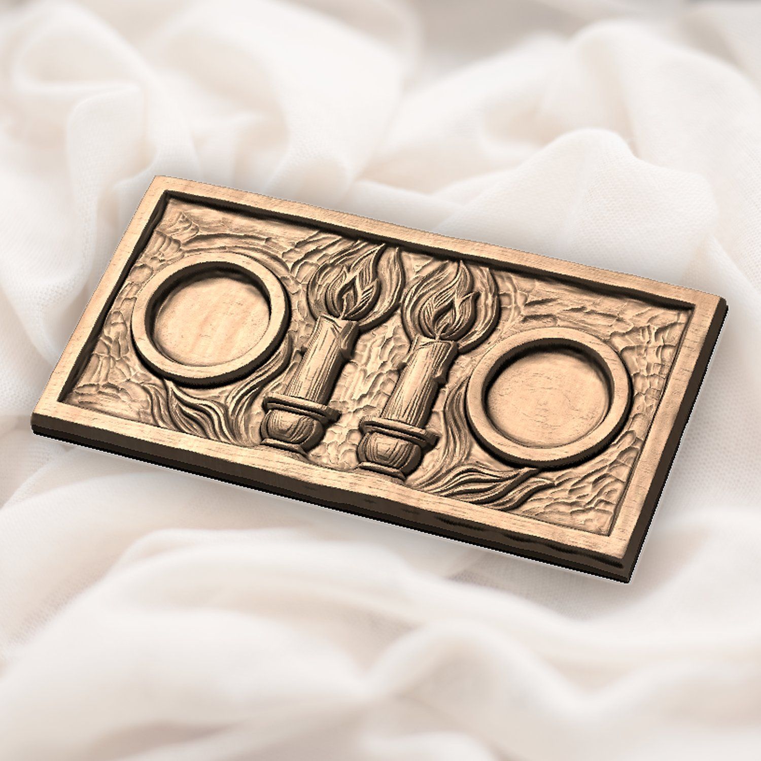 Shabbat Candlesticks Candle Tray CNC Relief STL bas-relief STL — view 5