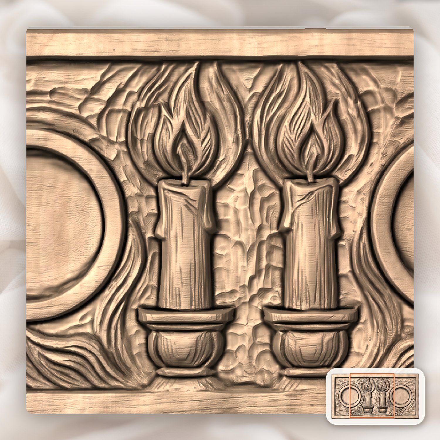 Shabbat Candlesticks Candle Tray CNC Relief STL bas-relief STL — view 6