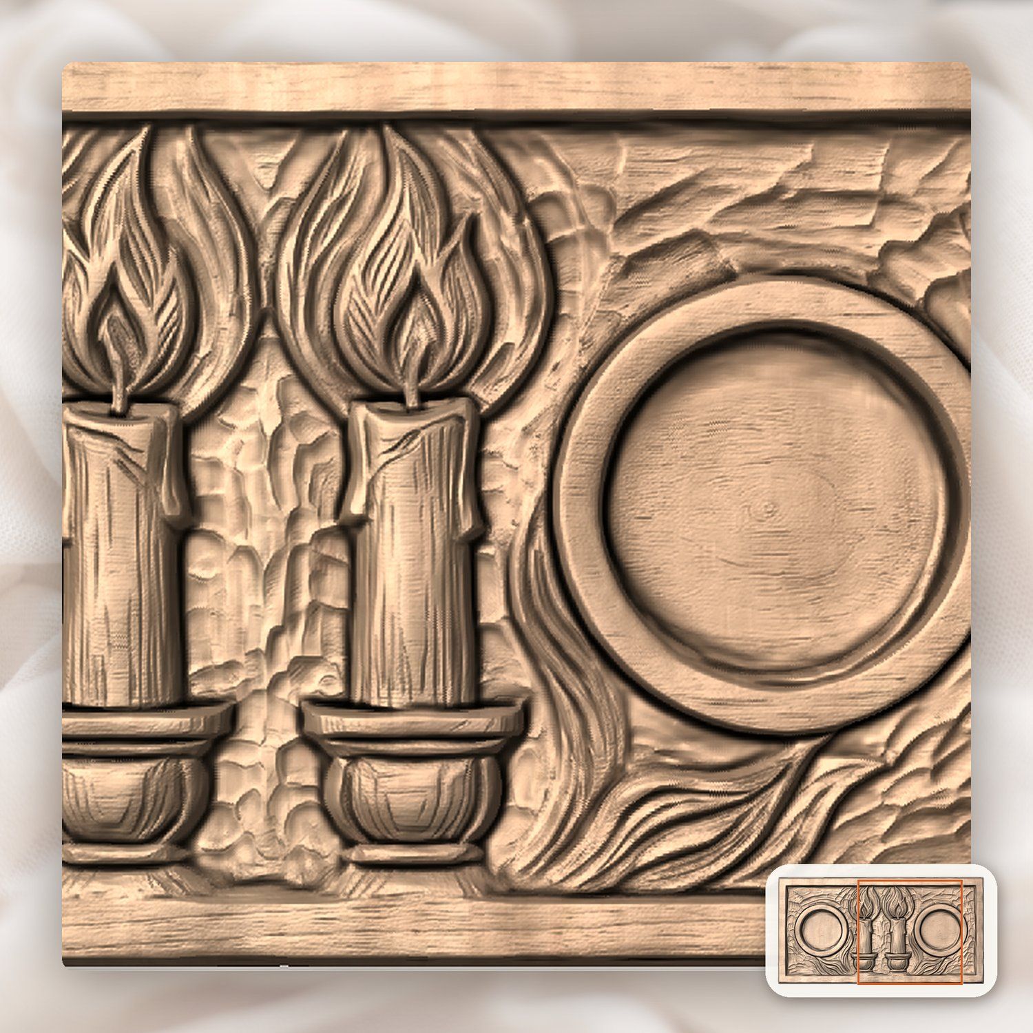Shabbat Candlesticks Candle Tray CNC Relief STL bas-relief STL — view 7
