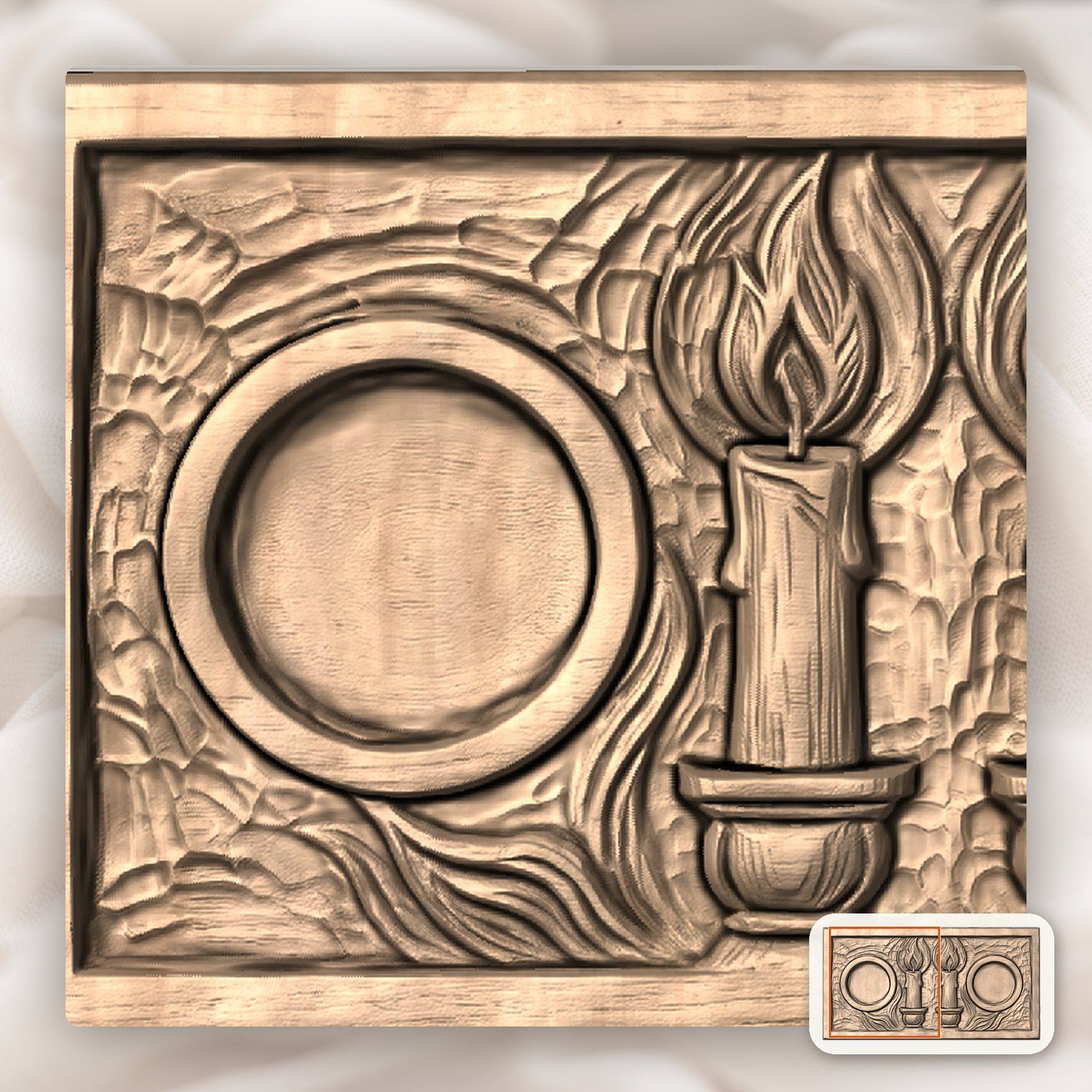 Shabbat Candlesticks Candle Tray CNC Relief STL bas-relief STL — view 8