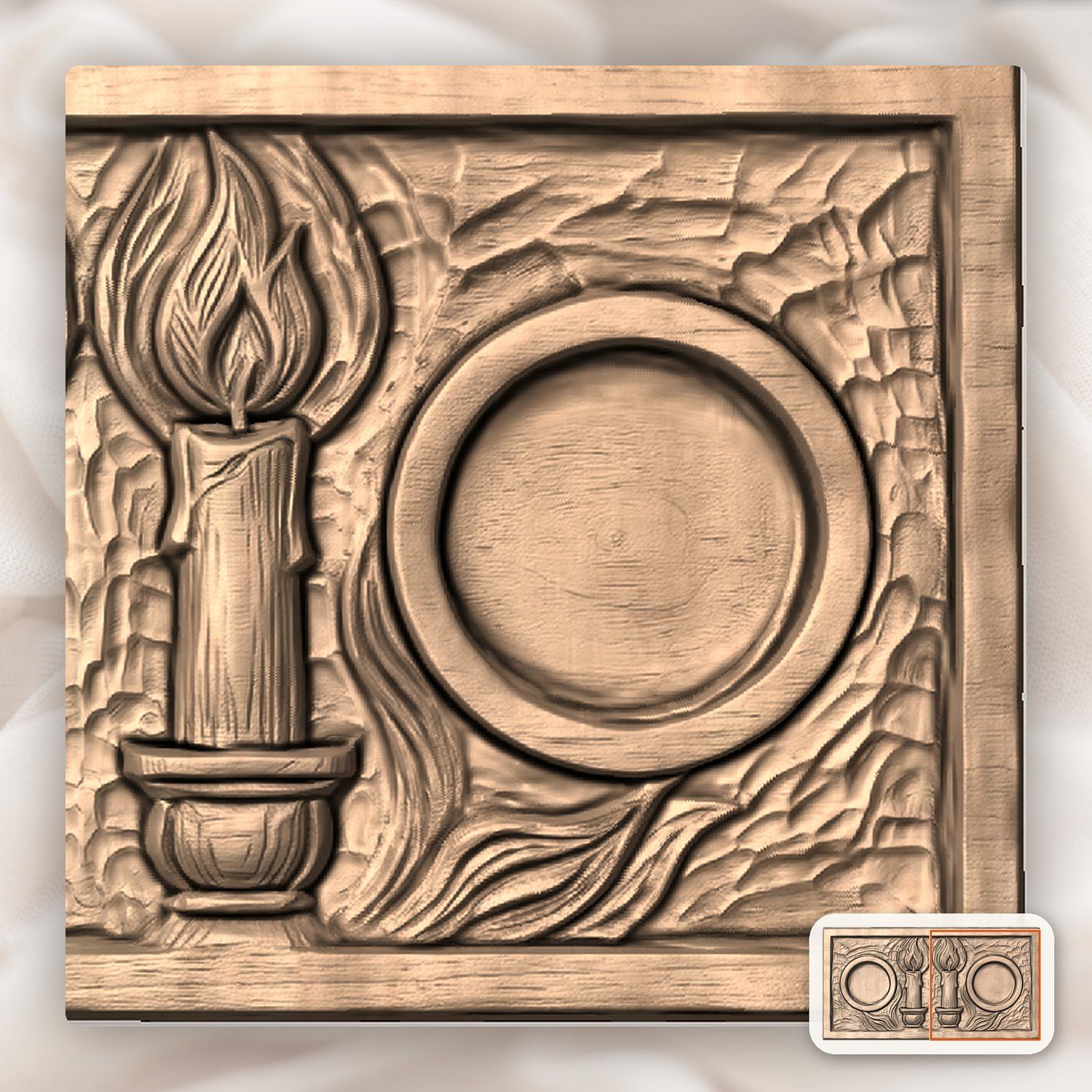 Shabbat Candlesticks Candle Tray CNC Relief STL bas-relief STL — view 9