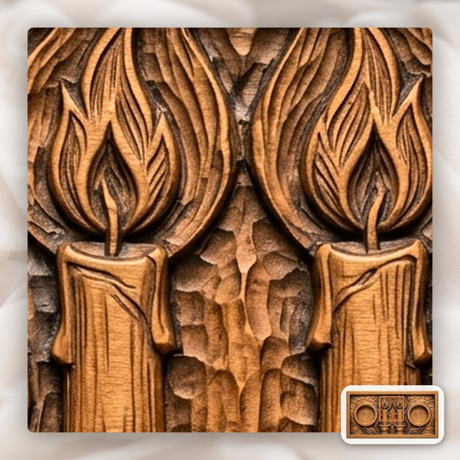 Shabbat Candlesticks Candle Tray CNC Relief STL bas-relief STL — view 10