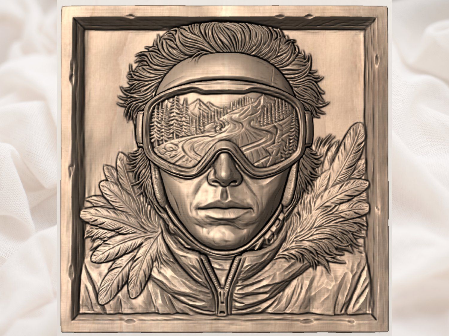 Skier Portrait Mountain Goggles CNC Relief STL bas-relief STL — view 5