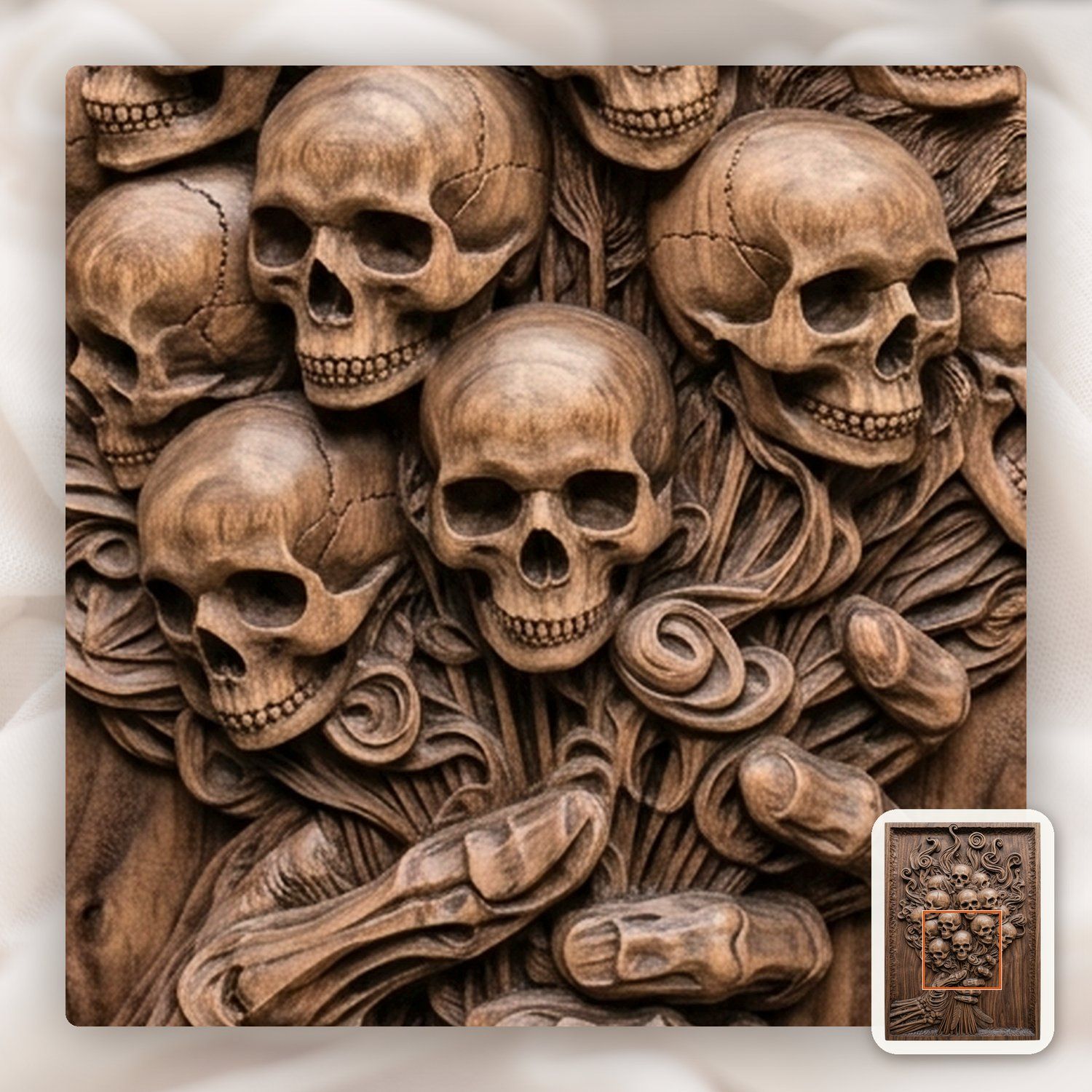 Skull Bouquet Memento Mori CNC Relief STL bas-relief STL — view 12