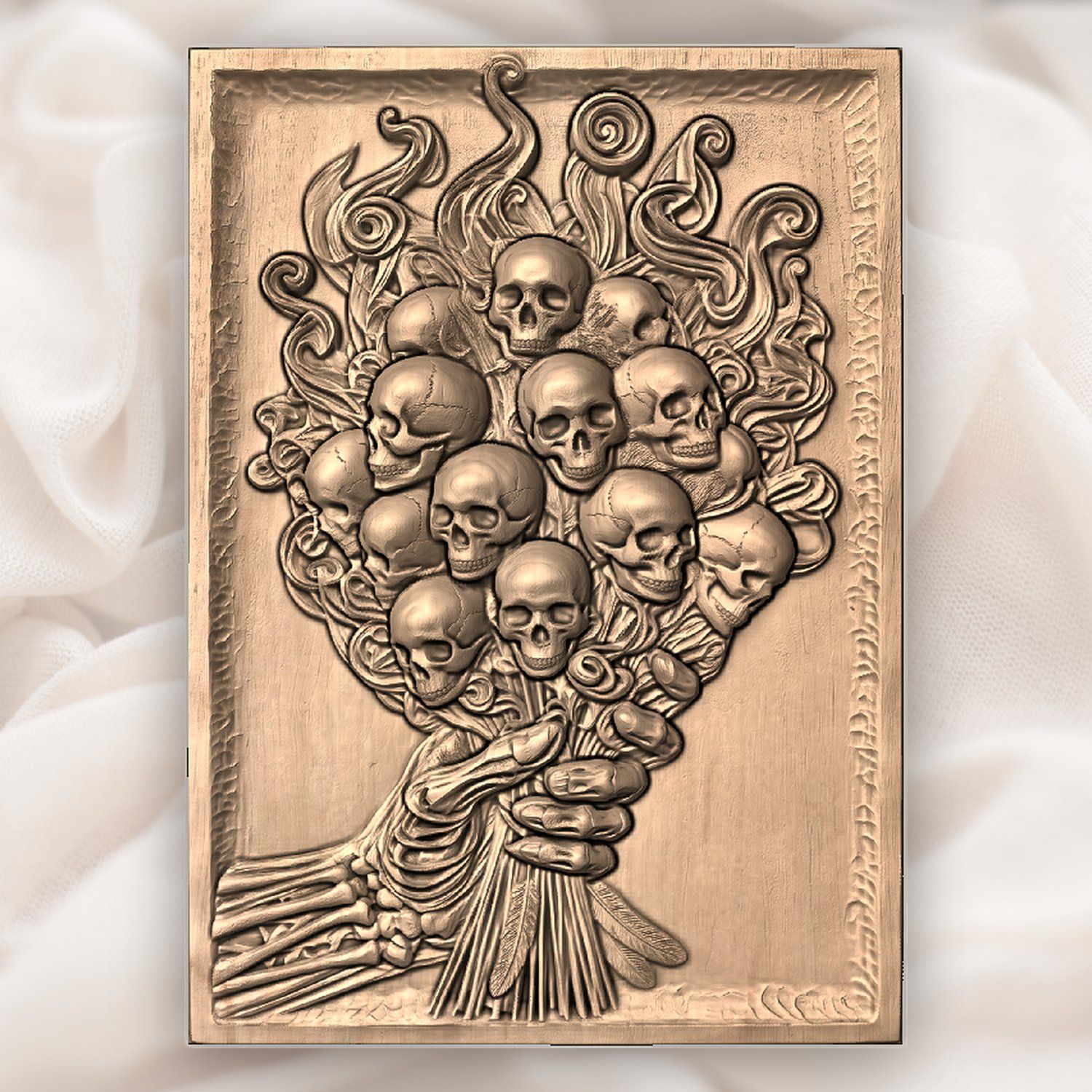 Skull Bouquet Memento Mori CNC Relief STL bas-relief STL — view 4