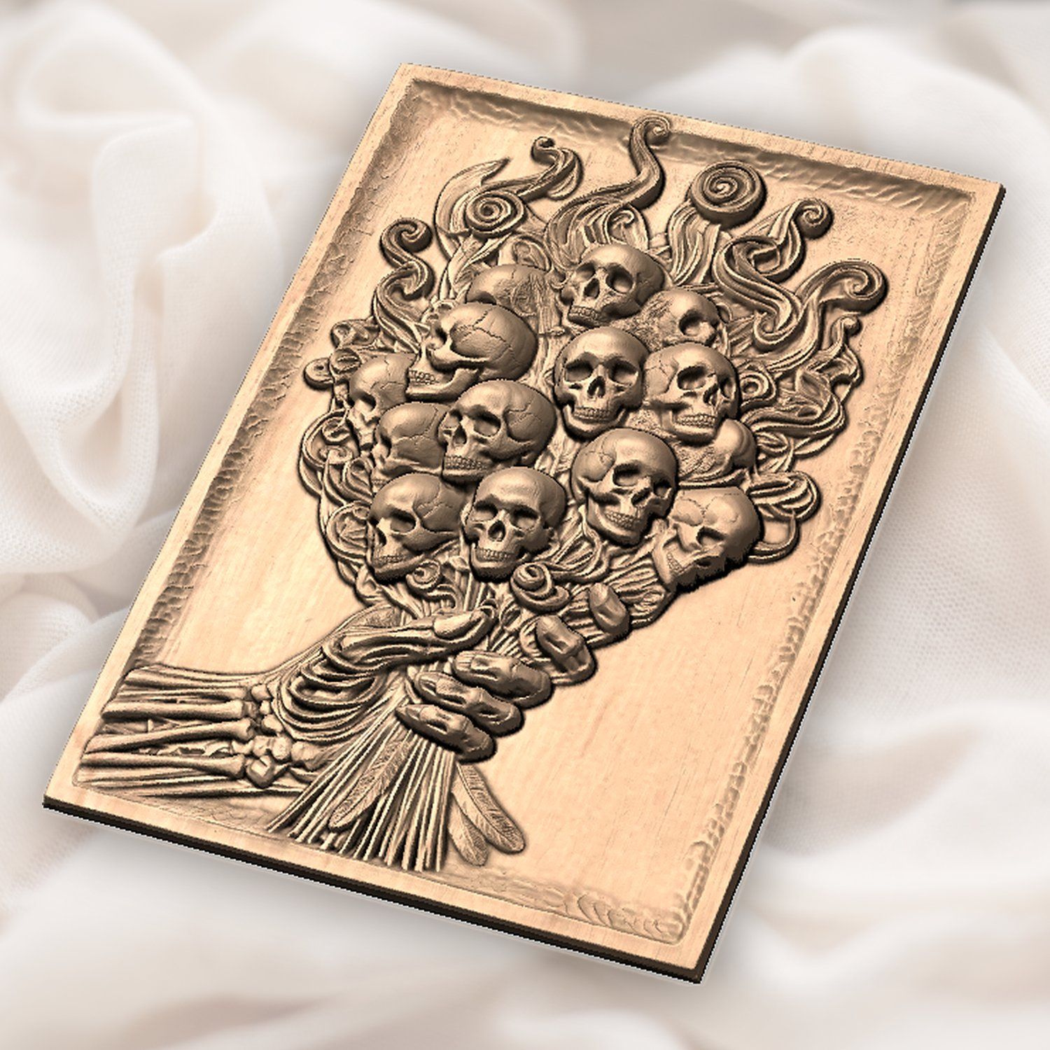 Skull Bouquet Memento Mori CNC Relief STL bas-relief STL — view 5