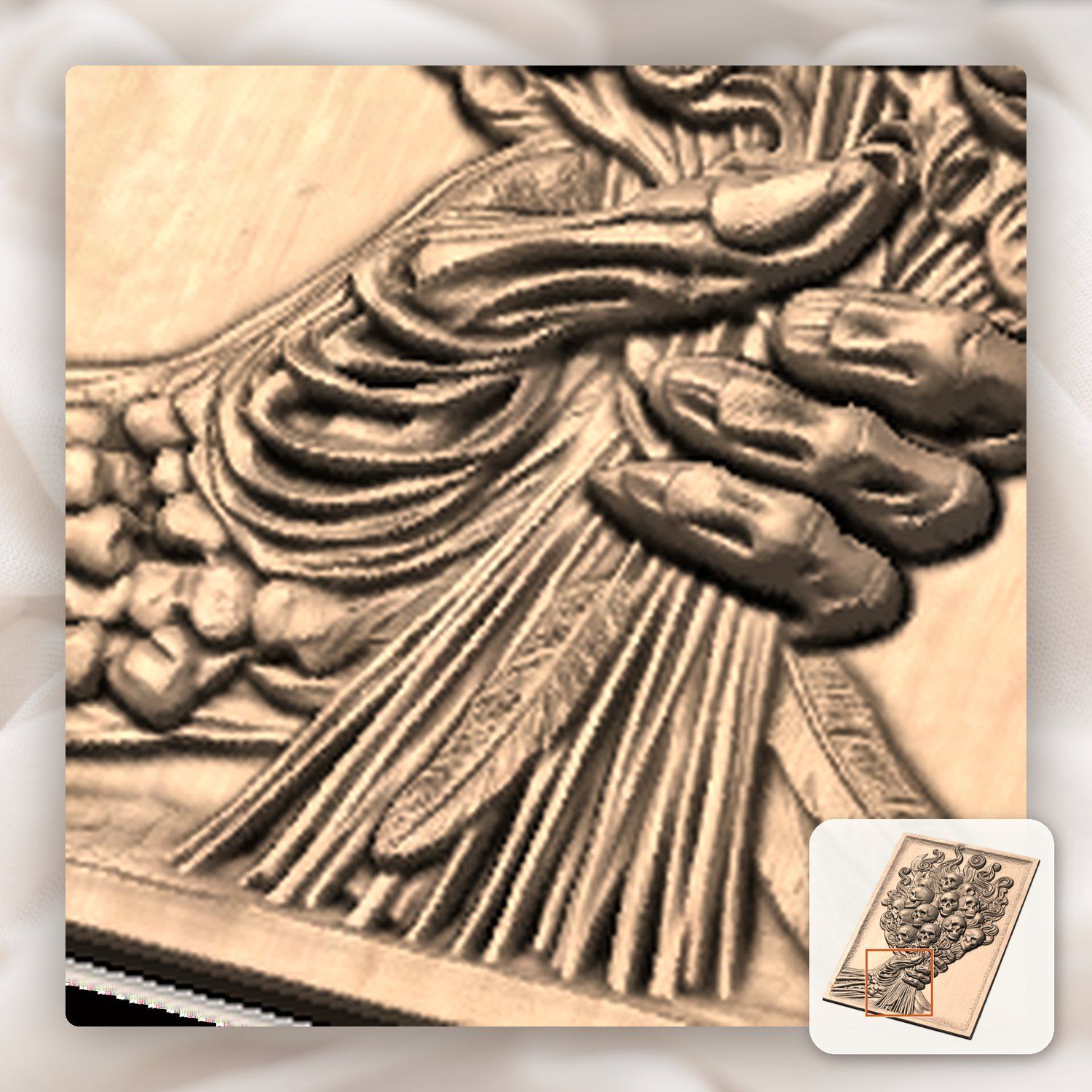Skull Bouquet Memento Mori CNC Relief STL bas-relief STL — view 10
