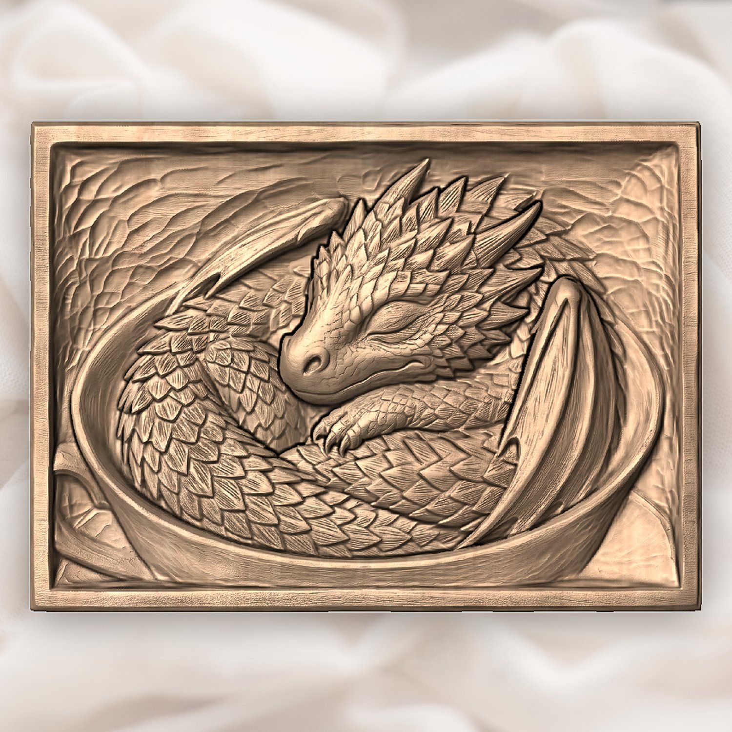 Sleeping Baby Dragon Cup CNC Relief STL bas-relief STL — view 5