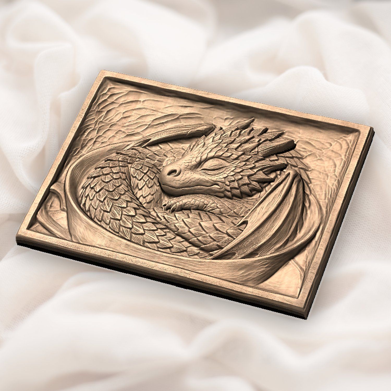 Sleeping Baby Dragon Cup CNC Relief STL bas-relief STL — view 6
