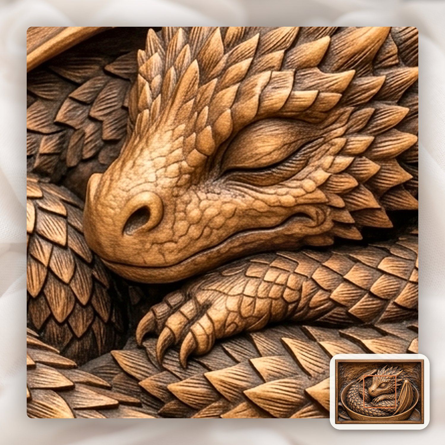 Sleeping Baby Dragon Cup CNC Relief STL bas-relief STL — view 11