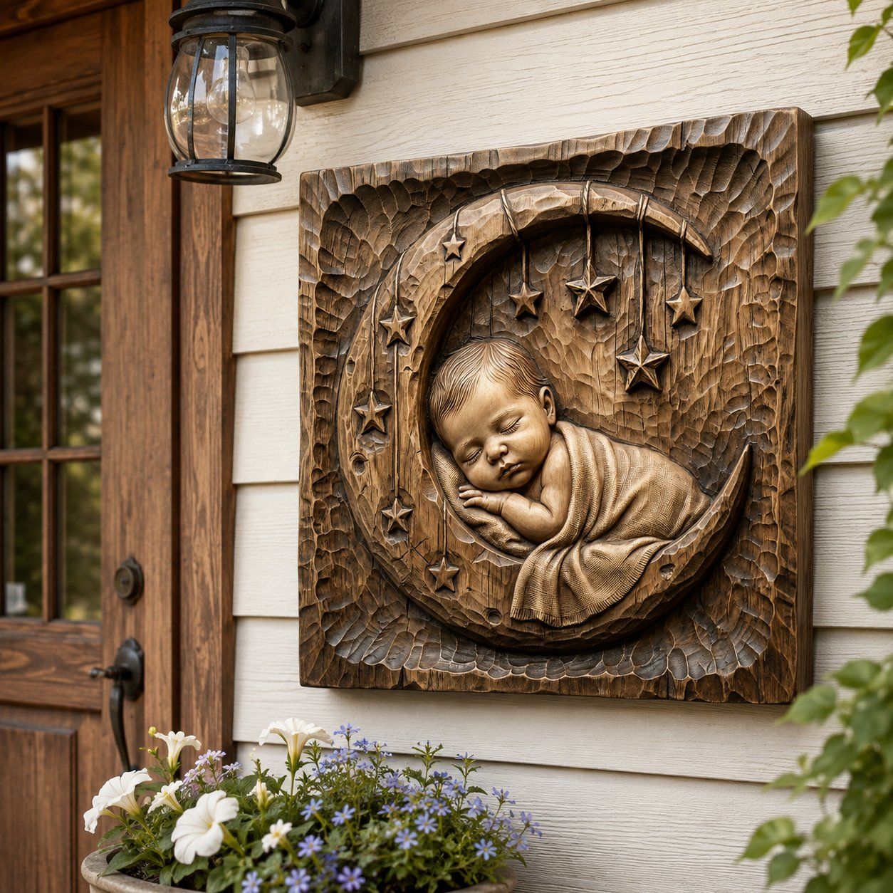 Sleeping Baby On Moon Celestial Nursery Decor CNC Relief STL bas-relief STL — view 7