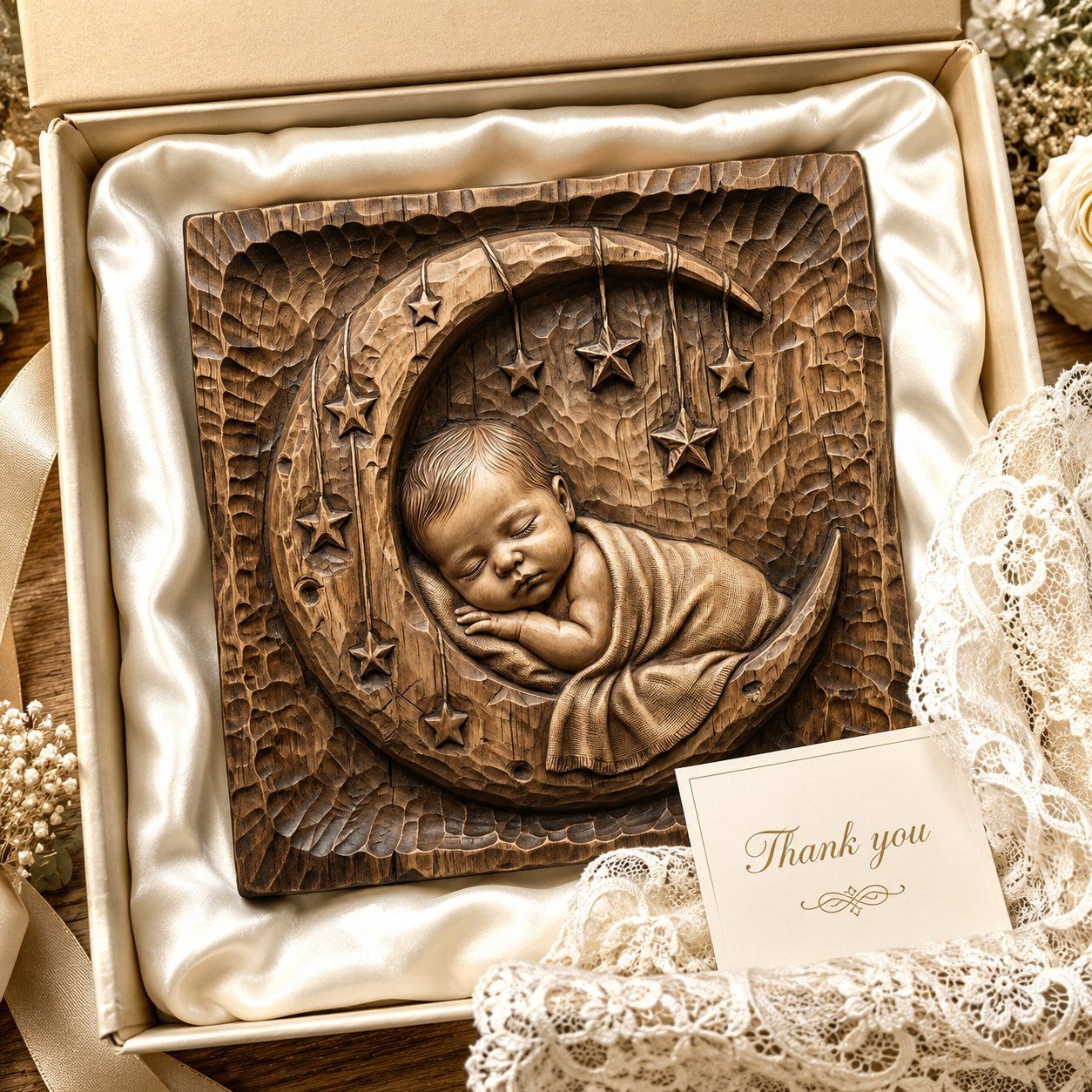 Sleeping Baby On Moon Celestial Nursery Decor CNC Relief STL bas-relief STL — view 8