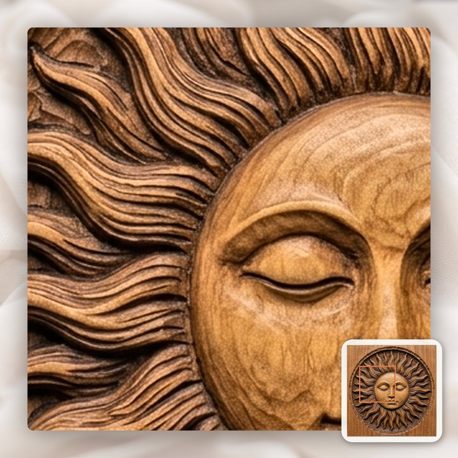 Sleeping Celestial Sun Face CNC Relief STL bas-relief STL — view 11