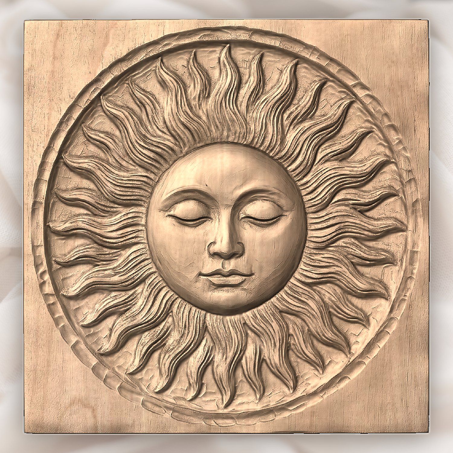 Sleeping Celestial Sun Face CNC Relief STL bas-relief STL — view 4