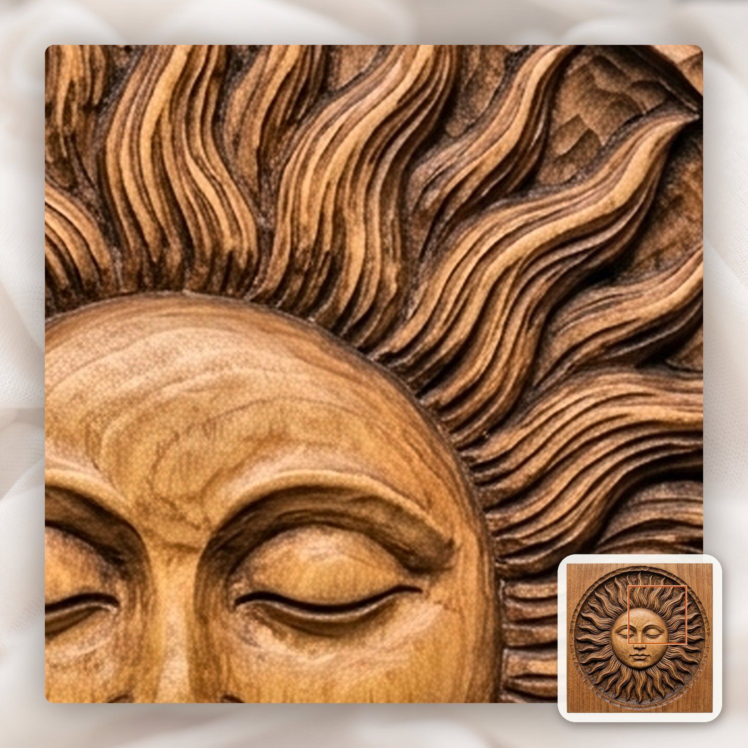 Sleeping Celestial Sun Face CNC Relief STL bas-relief STL — view 10