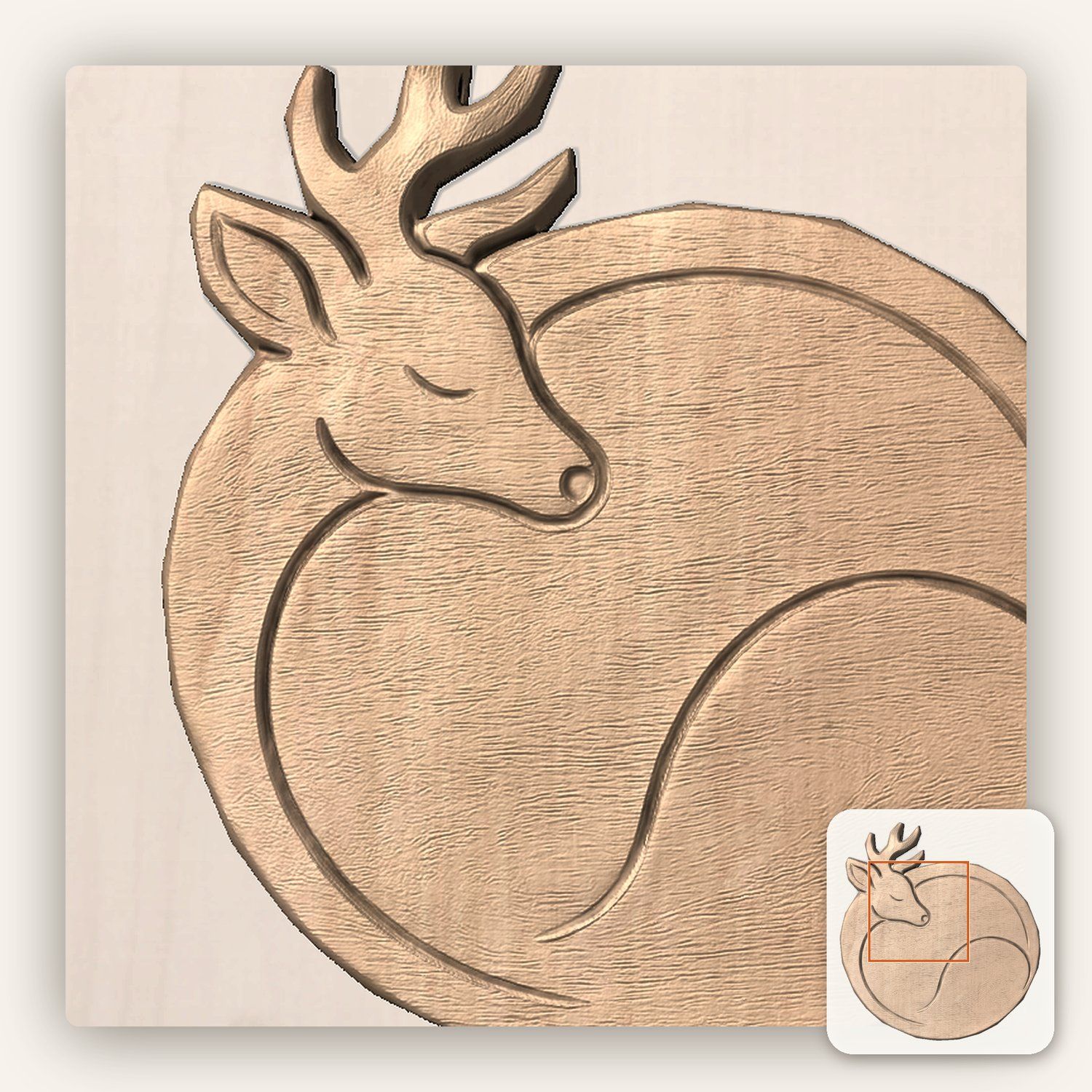 Sleeping Deer Forest Wildlife CNC Relief STL bas-relief STL — view 5